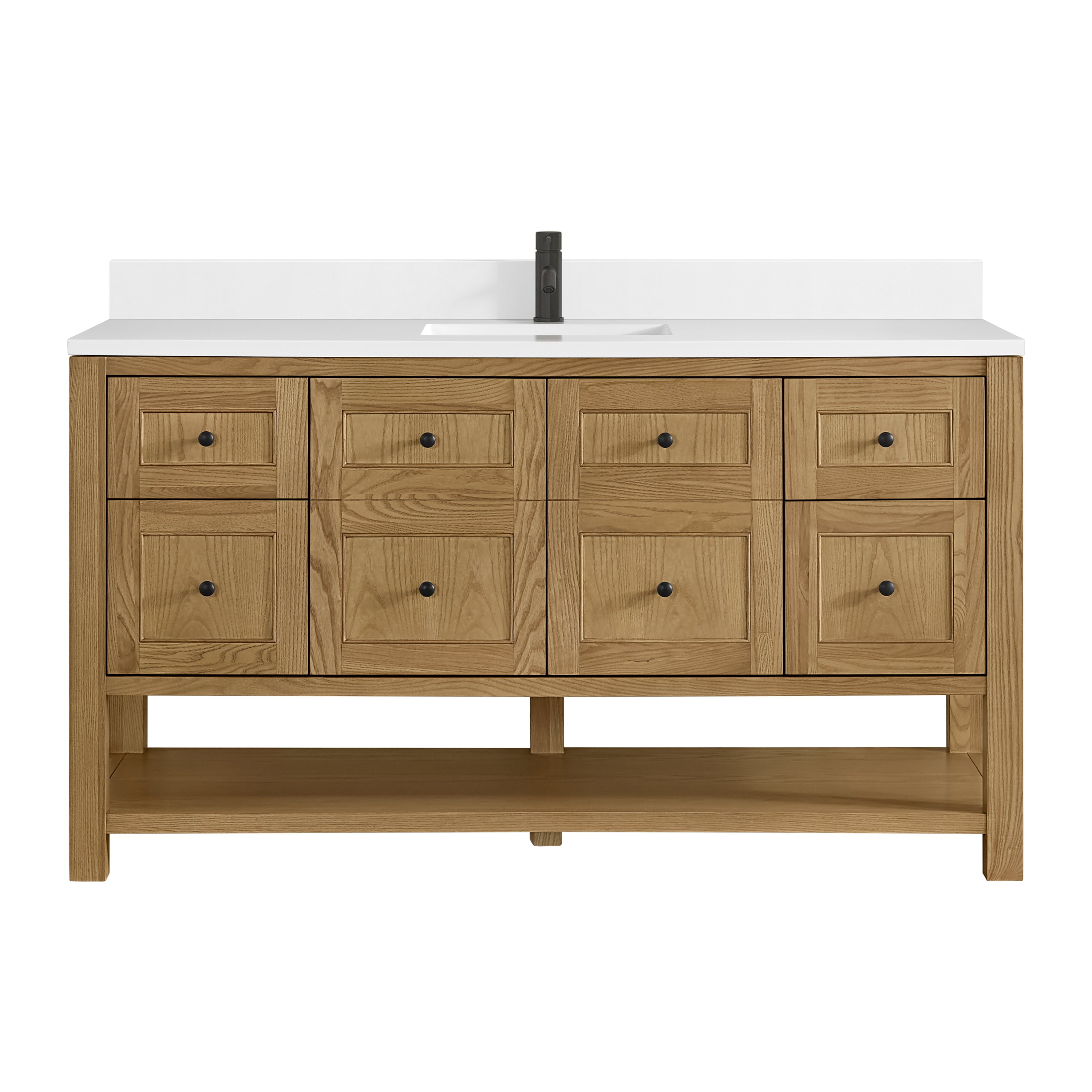 Light Natural Oak / White Zeus - 1 Faucet Hole