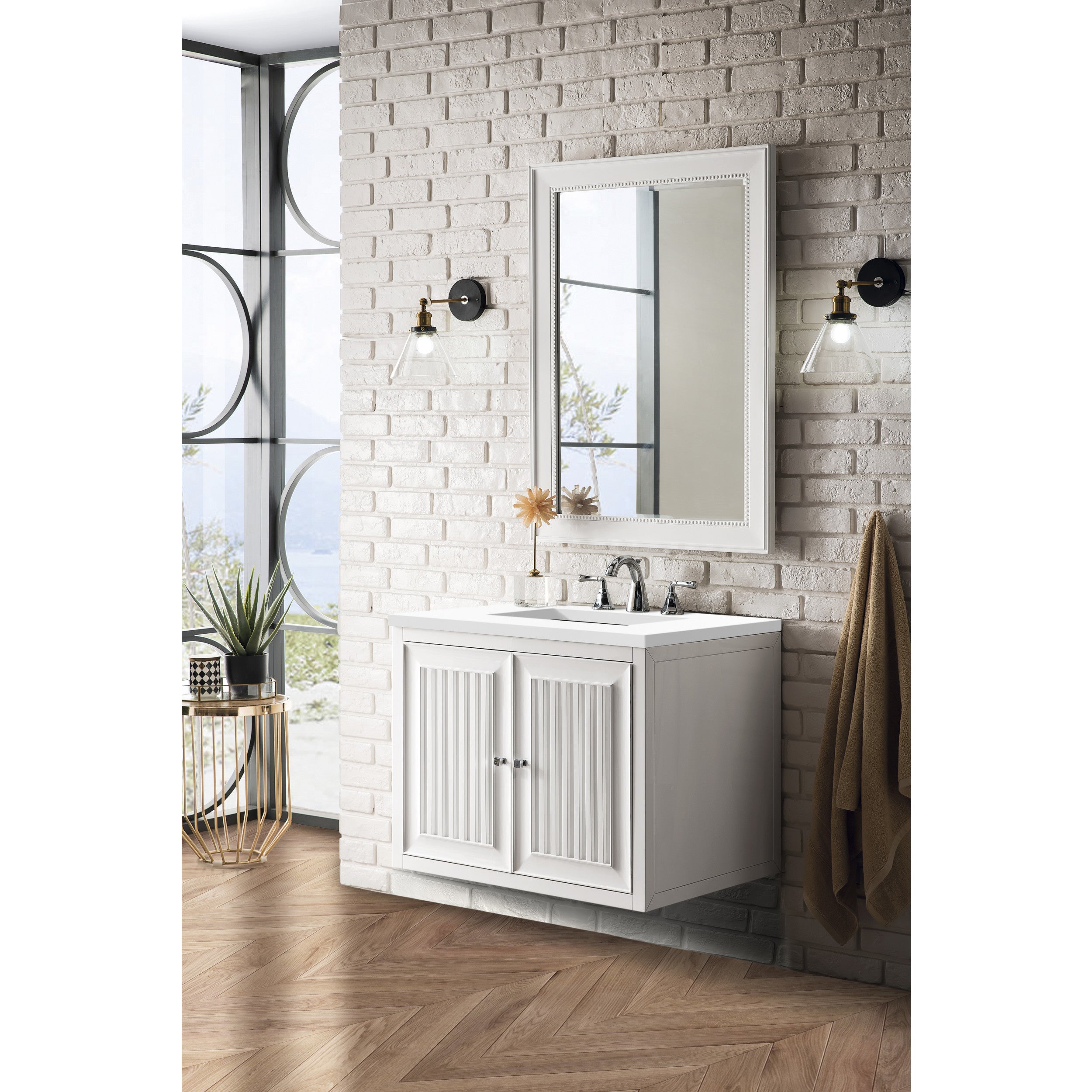 Glossy White / White Zeus - 3 Faucet Holes