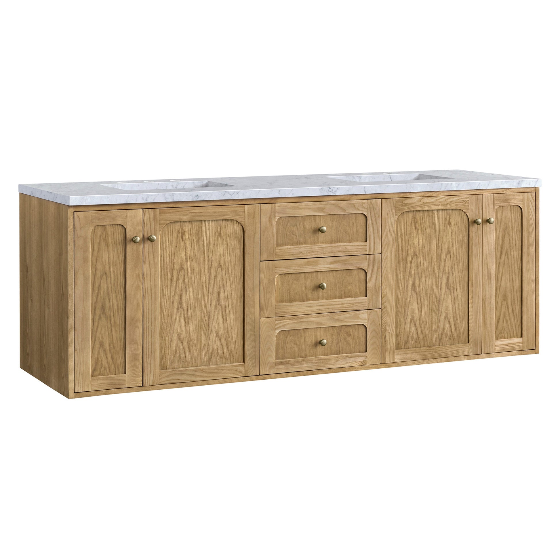 Light Natural Oak / Carrara White - 3 Faucet Holes