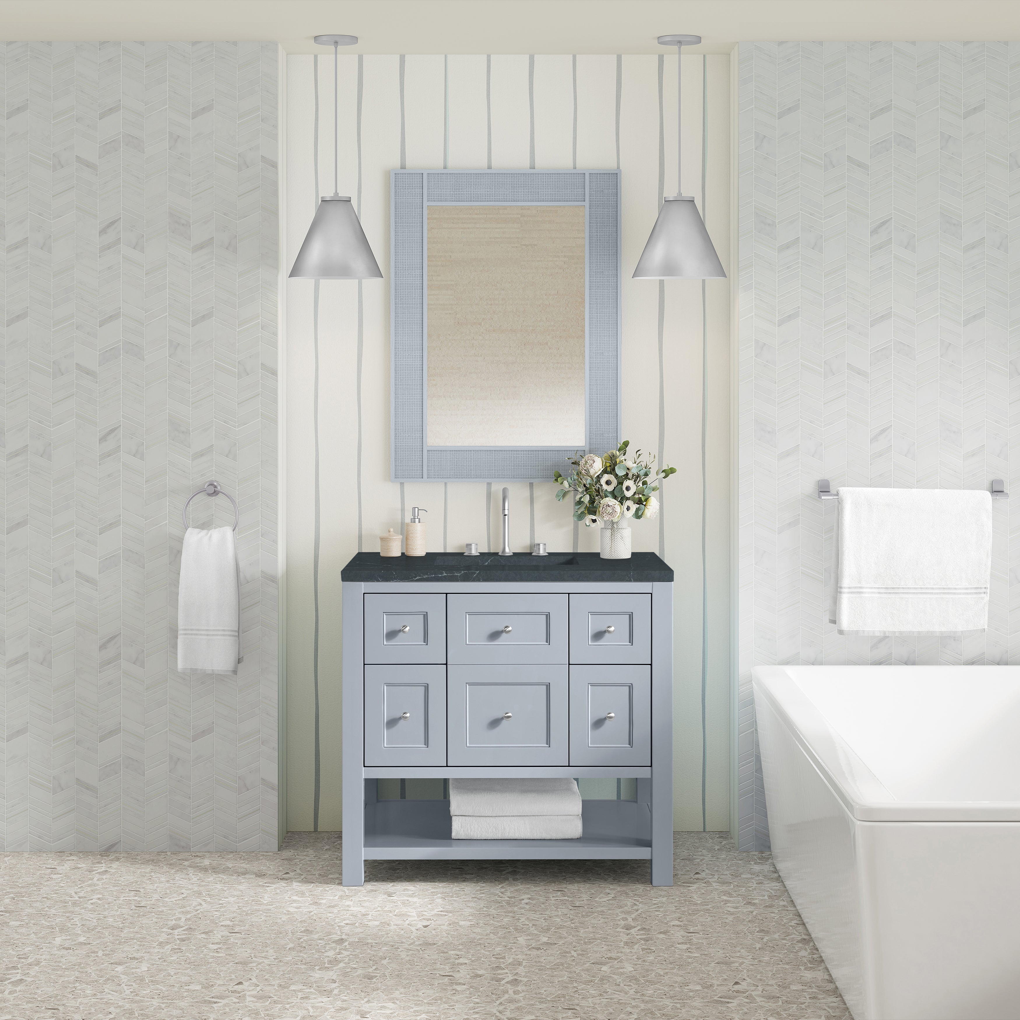 Serenity Blue / Charcoal Soapstone - 3 Faucet Holes