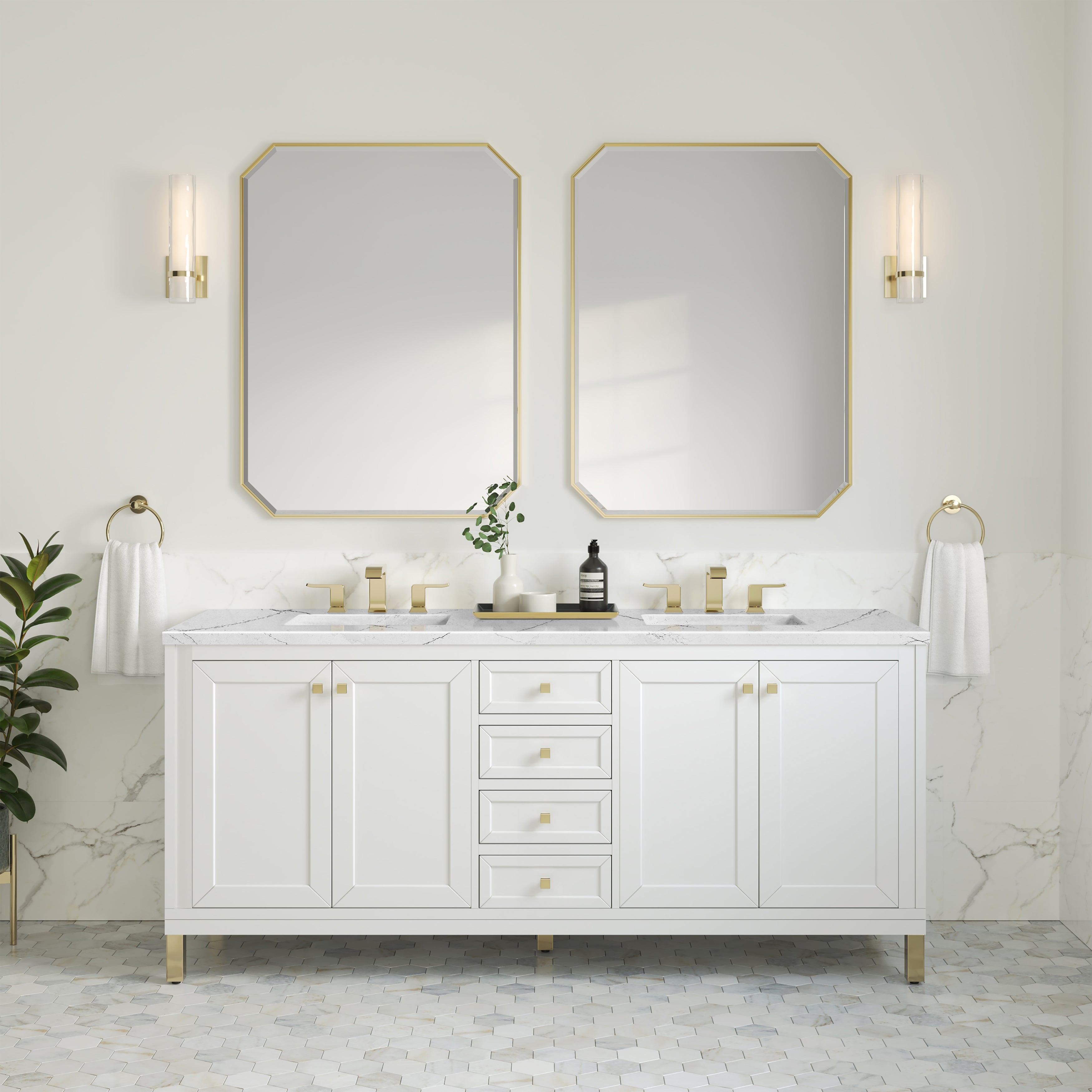 Glossy White / Ethereal Noctis - 3 Faucet Holes
