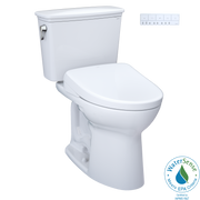 Toto Drake Transitional Washlet+ Two Piece Elongated 1.28 GPF Tornado Flush Toilet and S7 Bidet Seat with Auto Flush