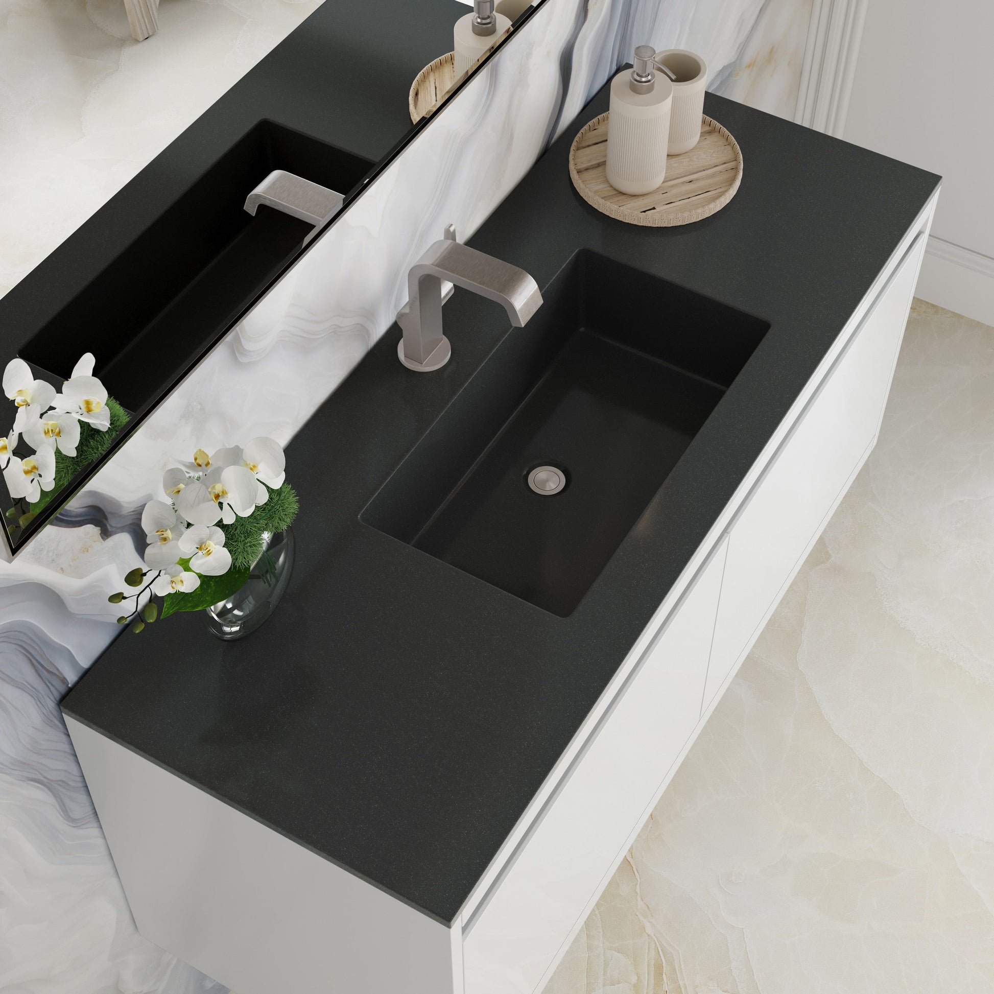Glossy White / Charcoal Black - 1 Faucet Hole