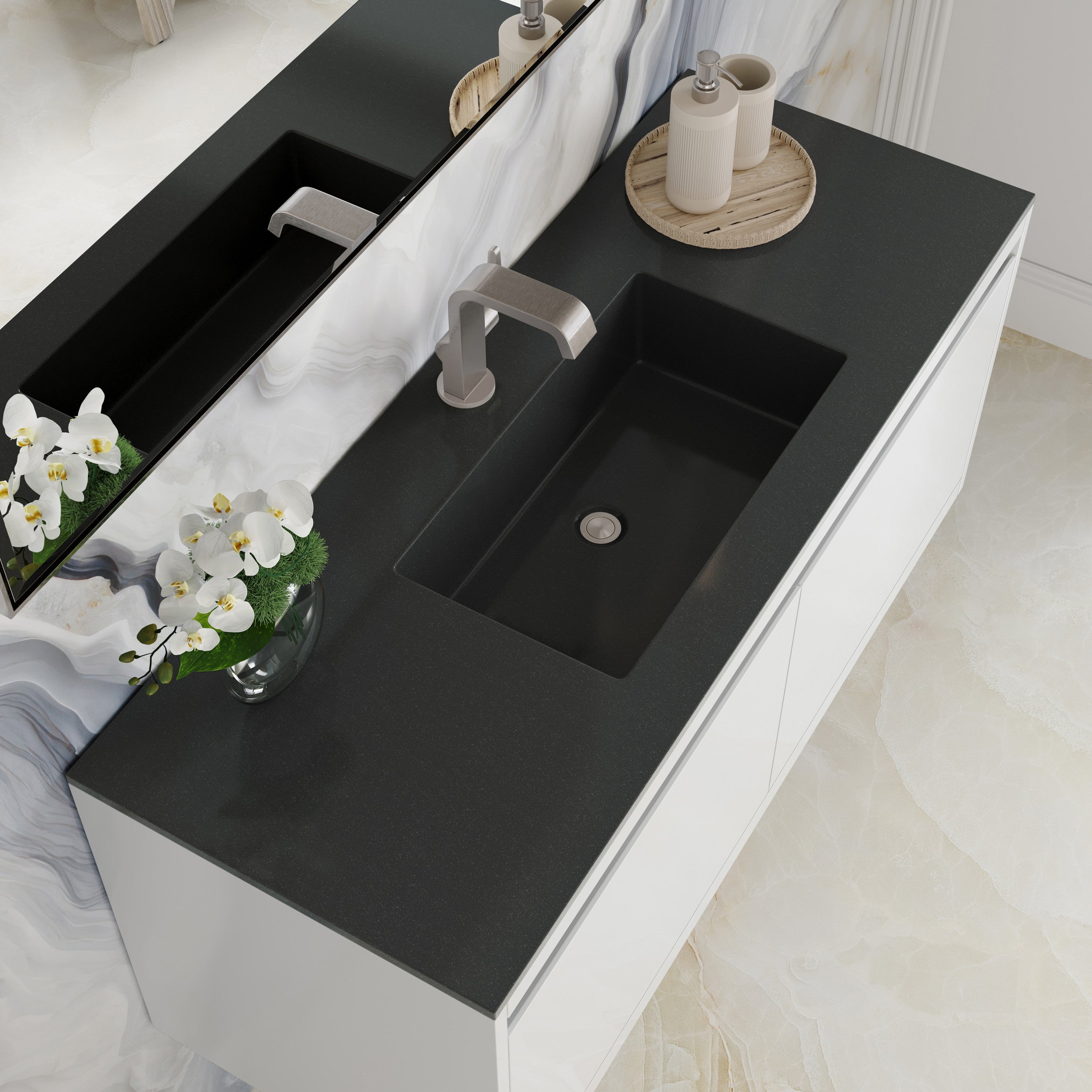 Glossy White / Charcoal Black - 1 Faucet Hole