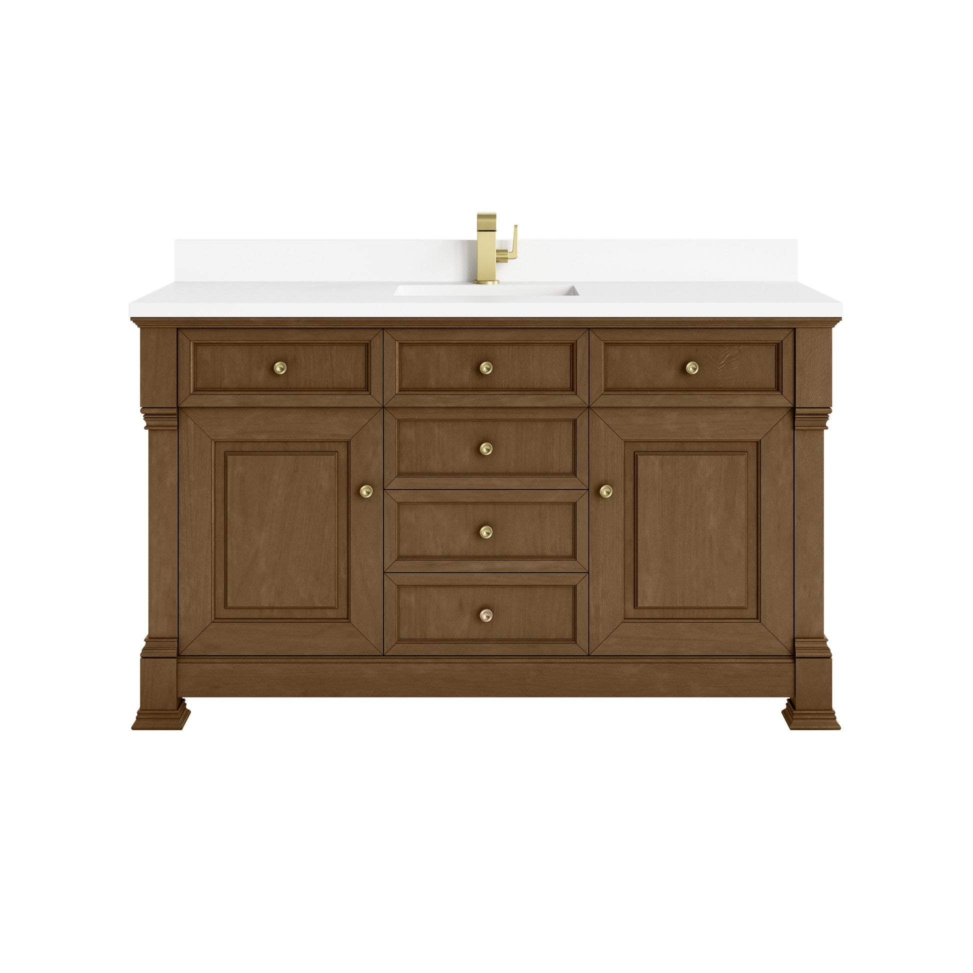Honey Oak / White Zeus - 1 Faucet Hole