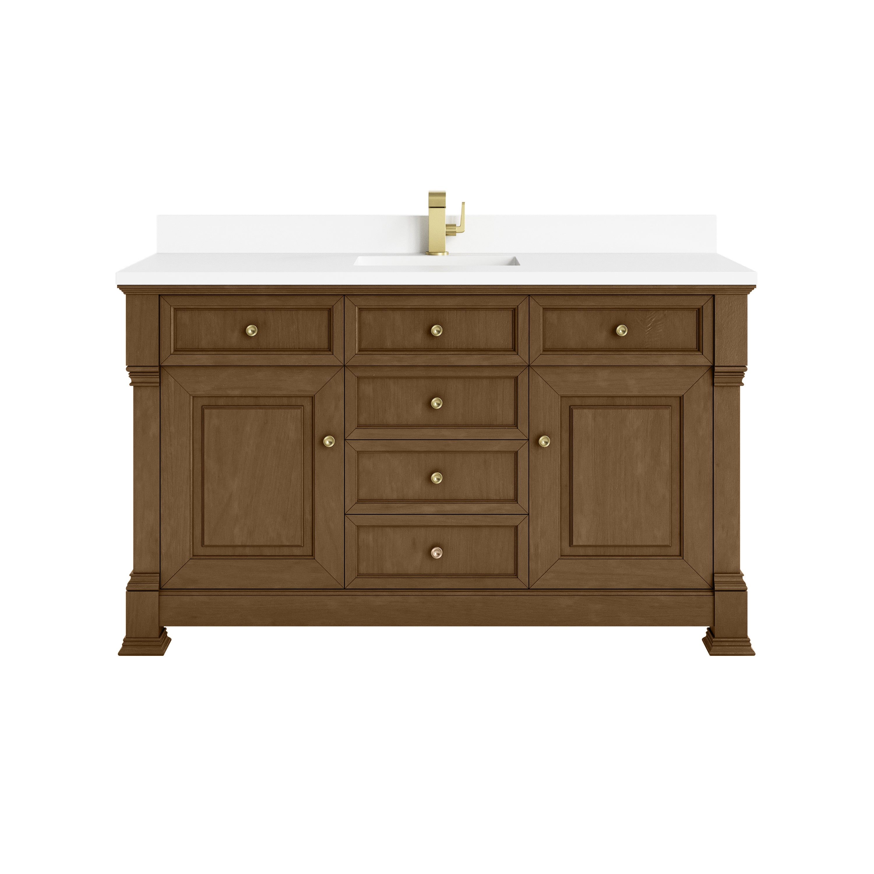 Honey Oak / White Zeus - 1 Faucet Hole