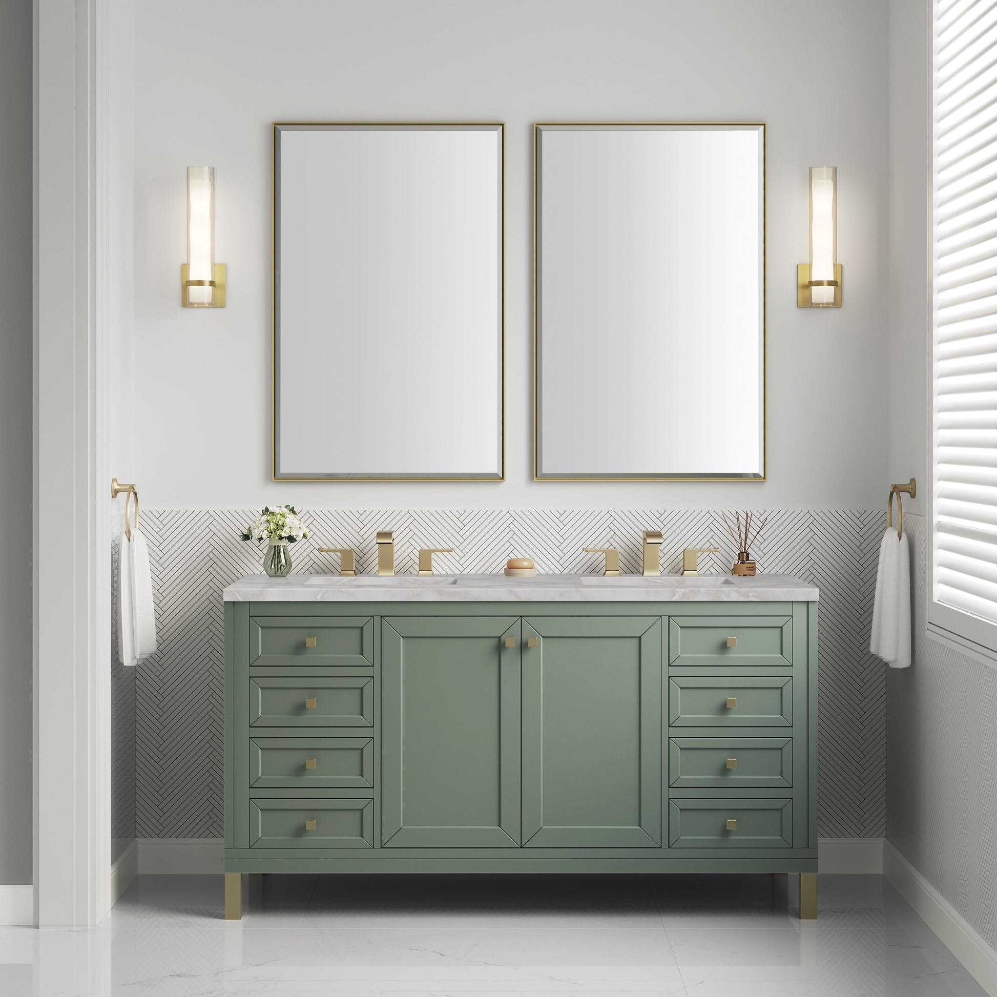 Smokey Celadon / Victorian Silver - 3 Faucet Holes