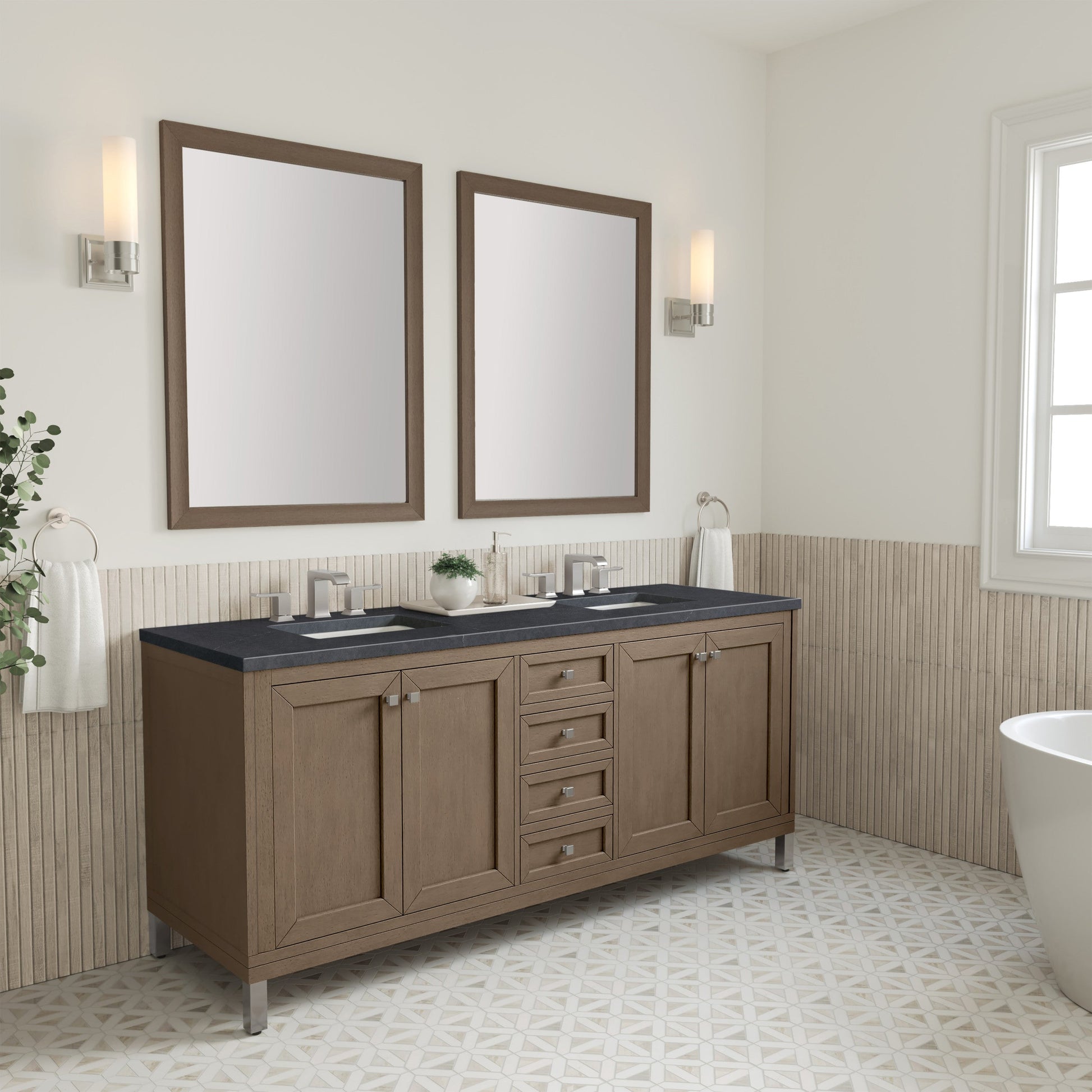 Whitewashed Walnut / Charcoal Soapstone - 3 Faucet Holes