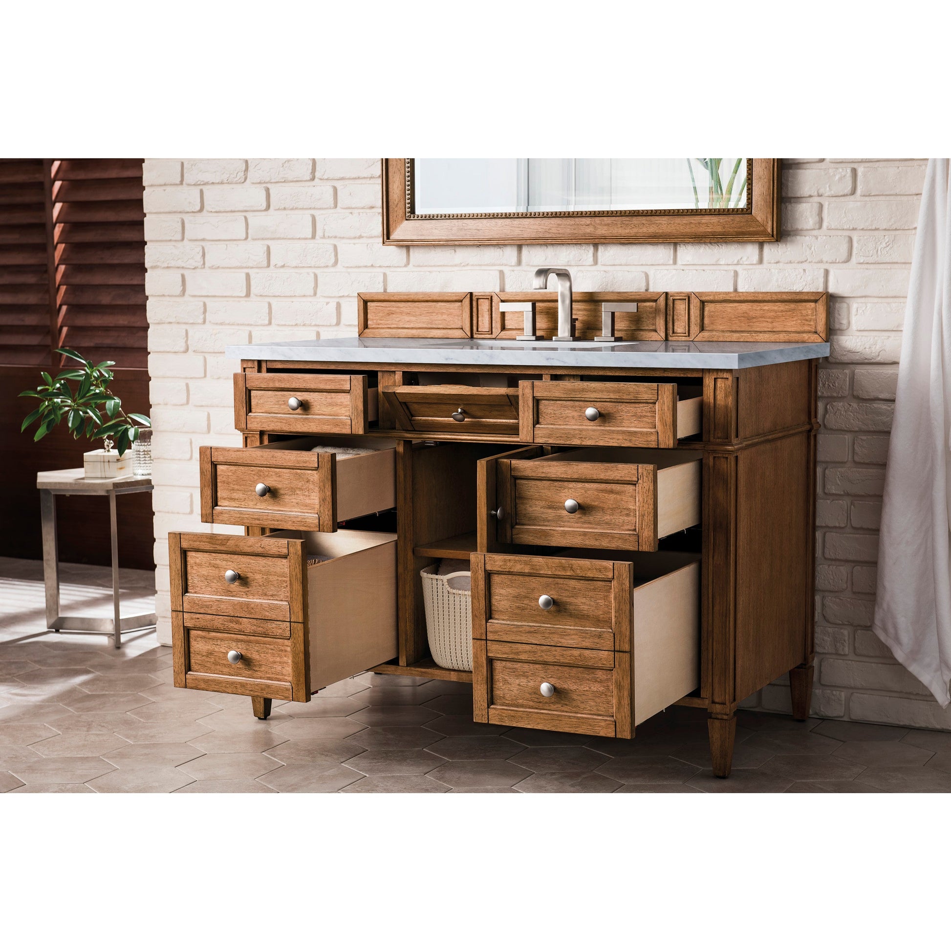 Saddle Brown / Carrara White - 3 Faucet Holes