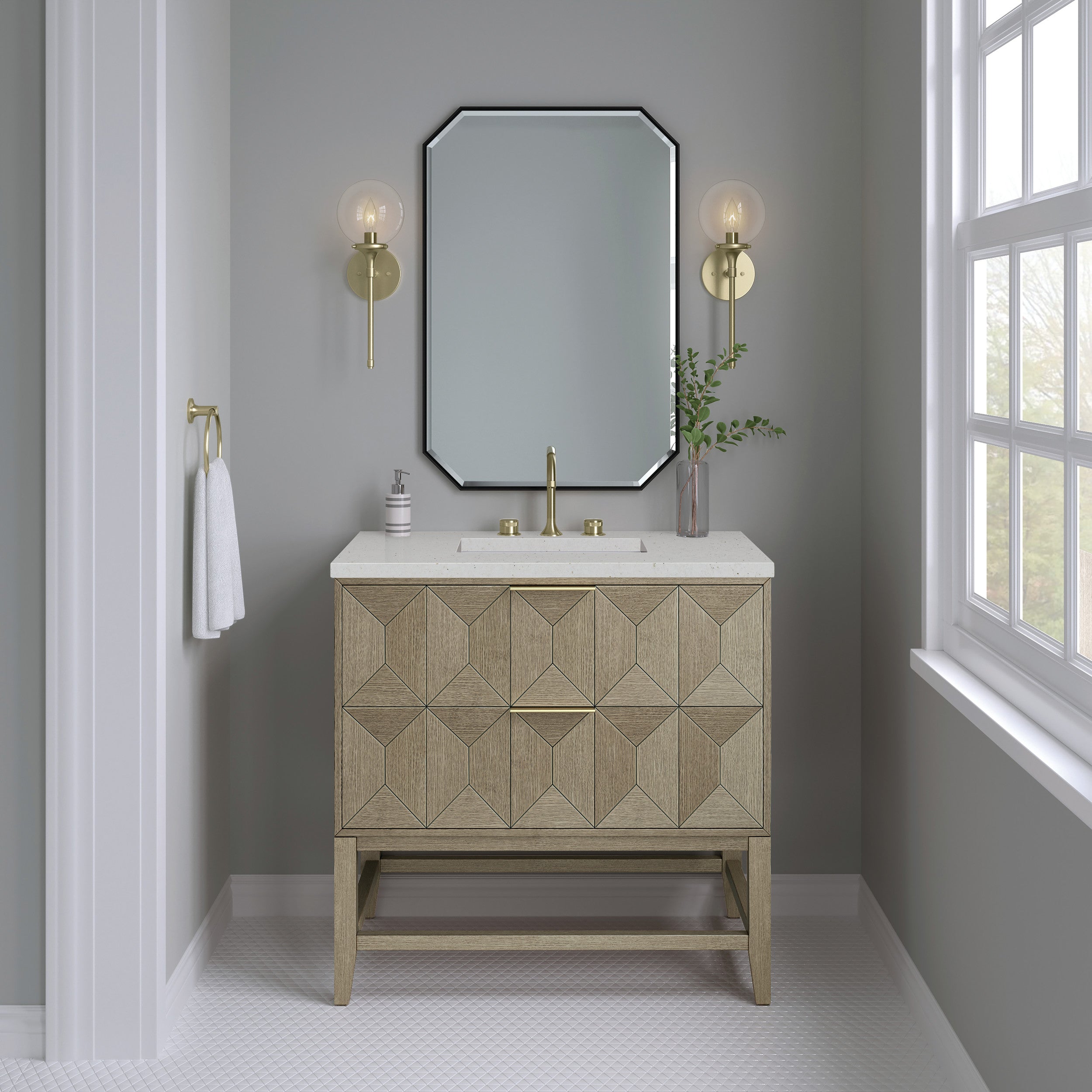 Pebble Oak / Lime Delight - 3 Faucet Holes