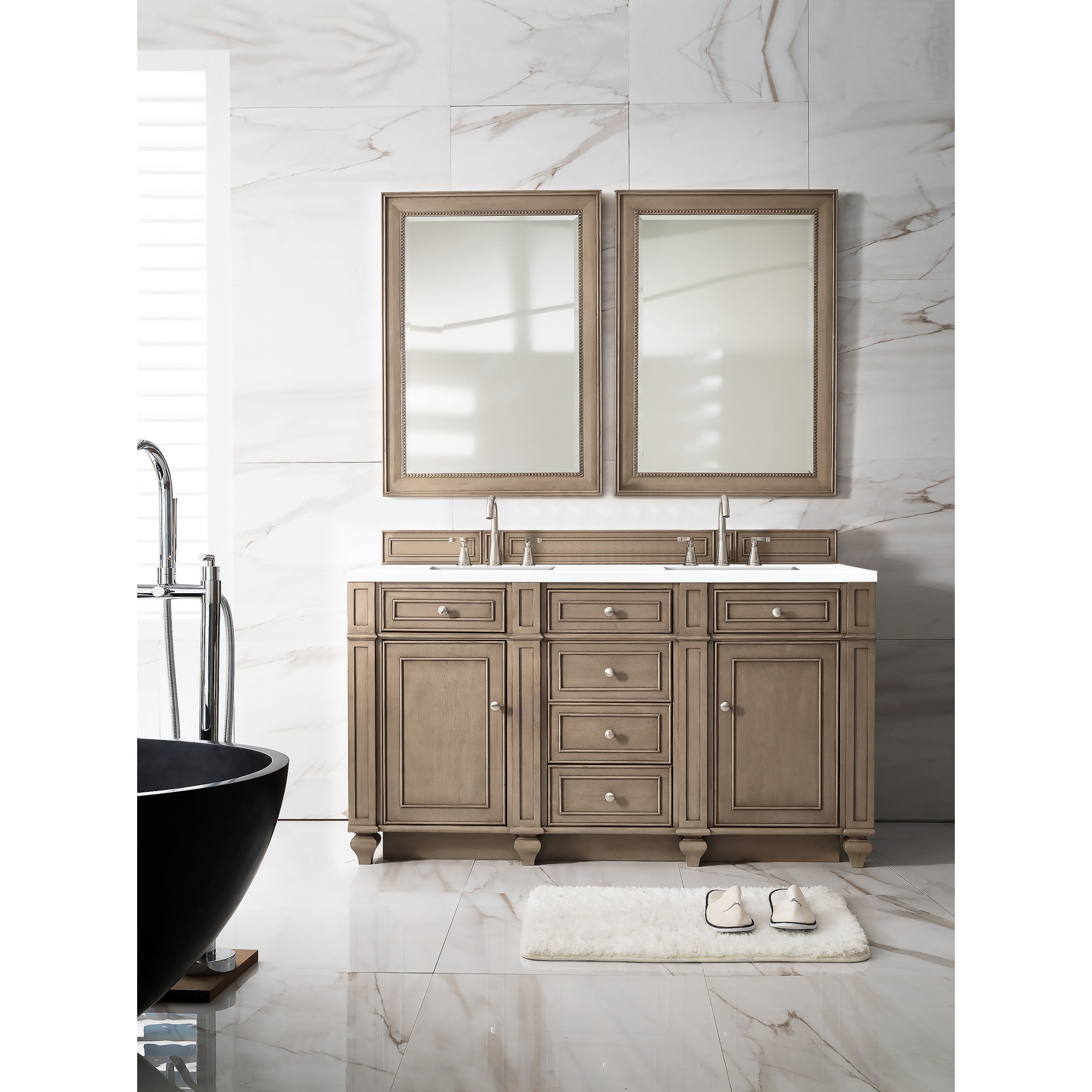 Whitewashed Walnut / White Zeus - 3 Faucet Holes