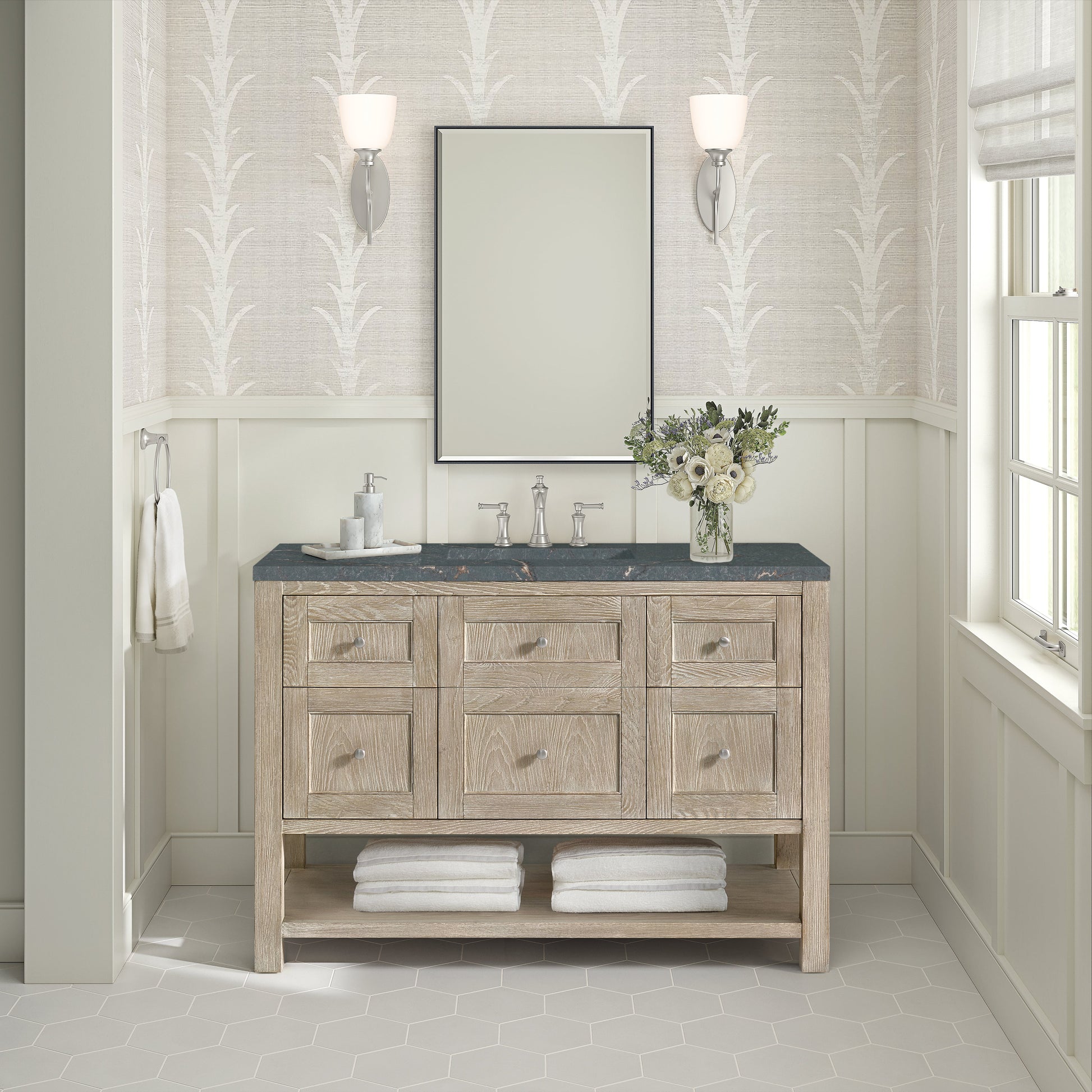 Whitewashed Oak / Parisien Bleu - 3 Faucet Holes