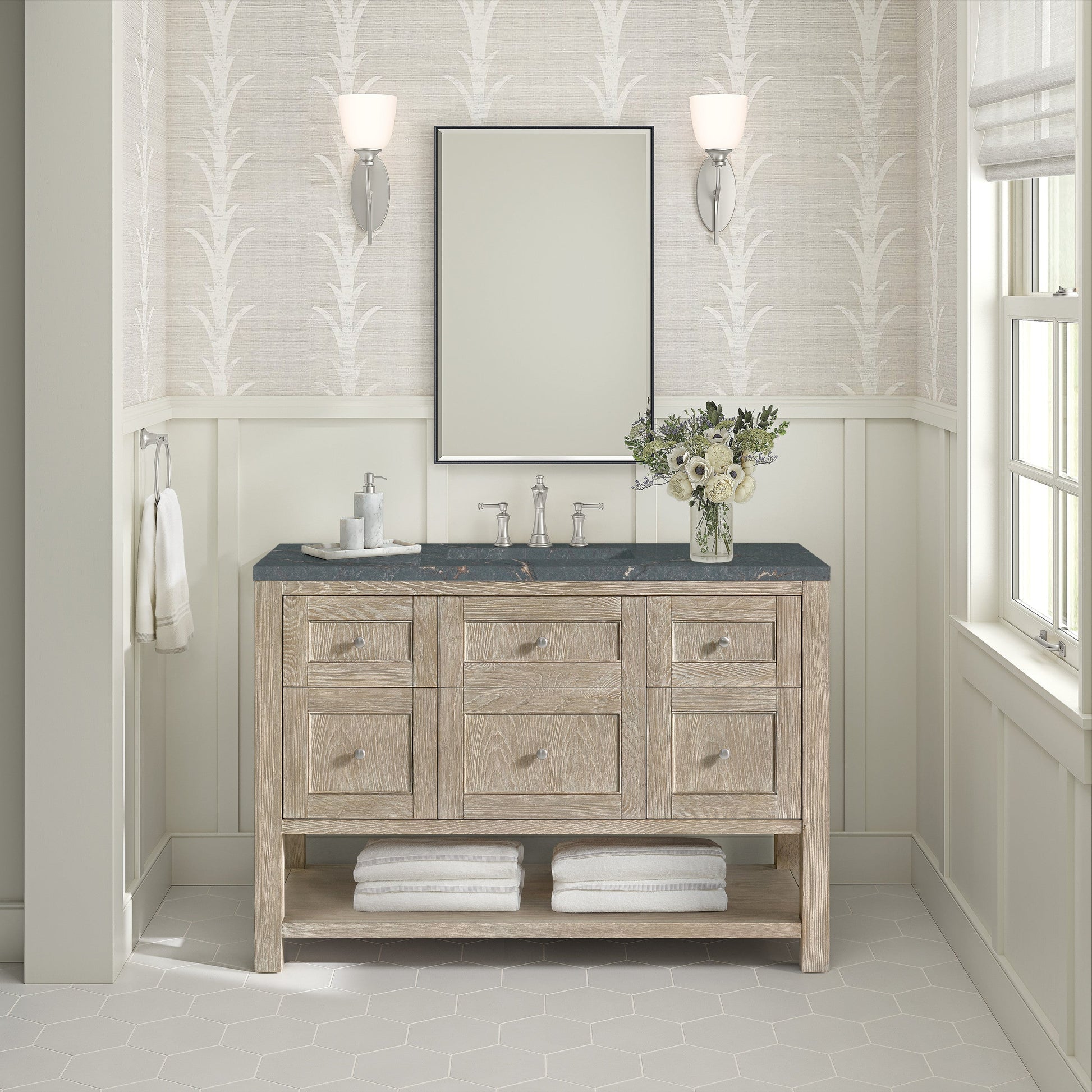 Whitewashed Oak / Parisien Bleu - 3 Faucet Holes