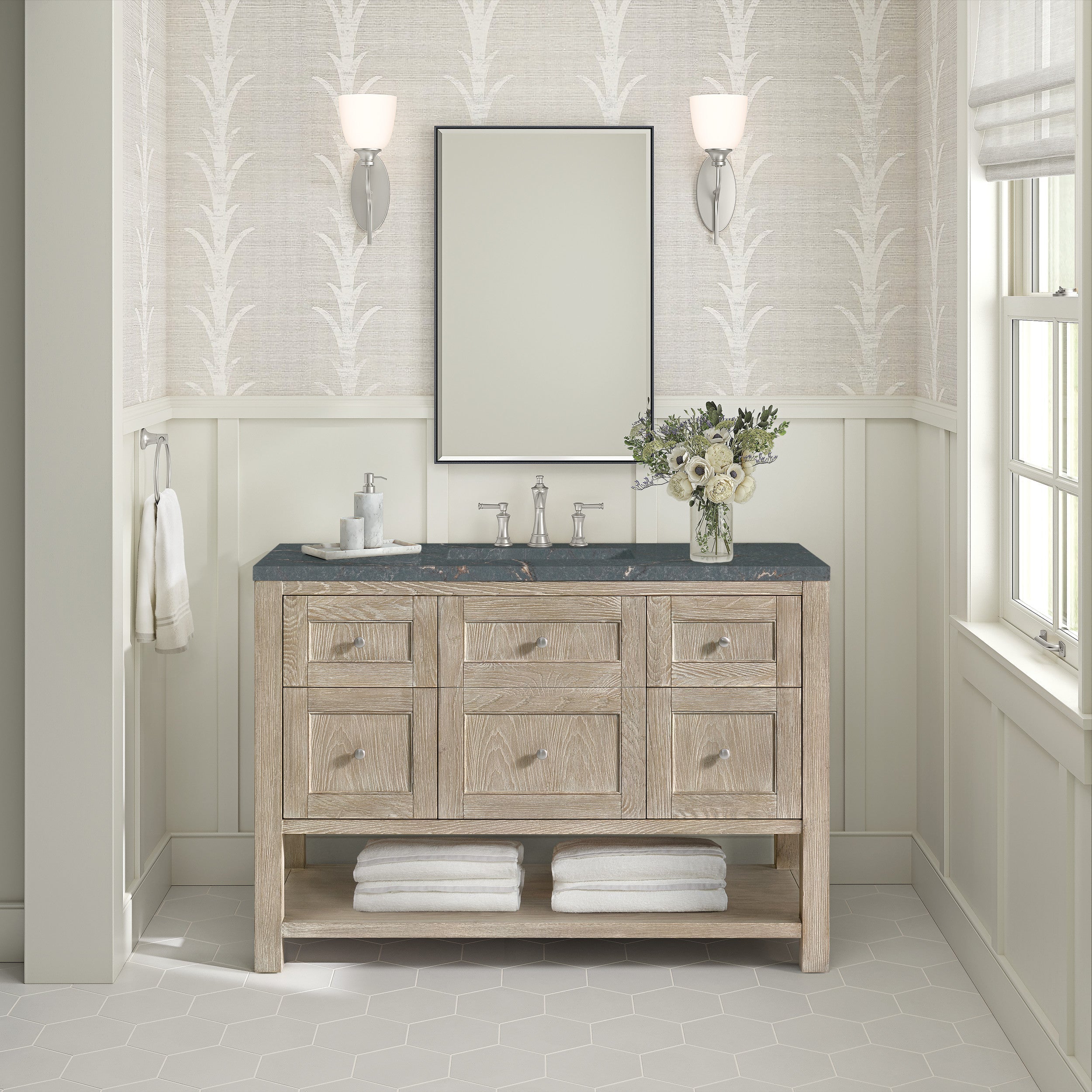 Whitewashed Oak / Parisien Bleu - 3 Faucet Holes