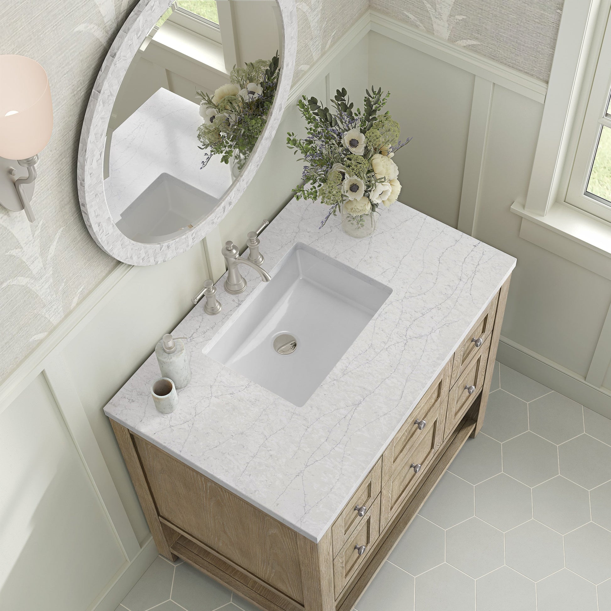 Whitewashed Oak / White Zeus - 3 Faucet Holes