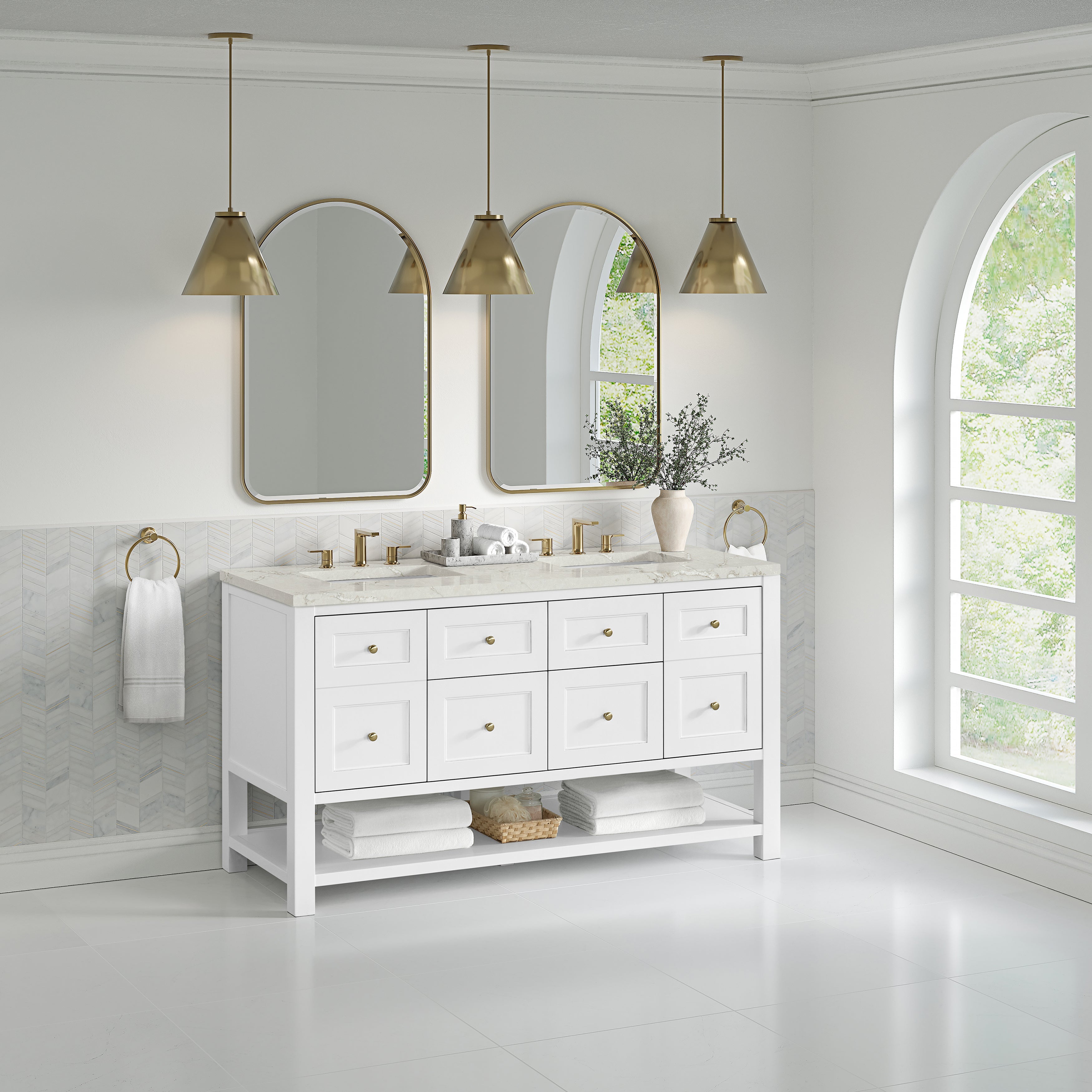 Bright White / Victorian Silver - 3 Faucet Holes