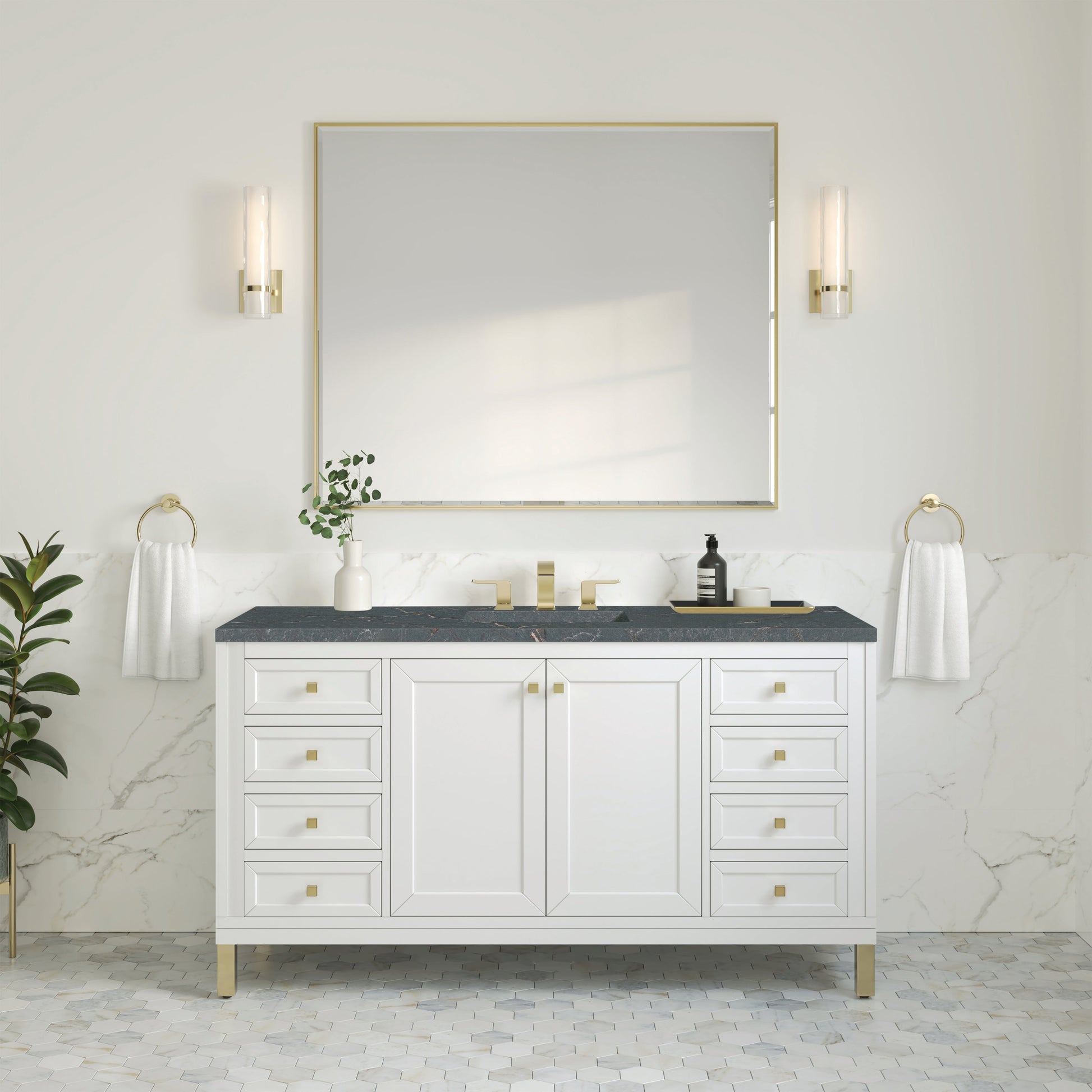 Glossy White / Parisien Bleu - 3 Faucet Holes