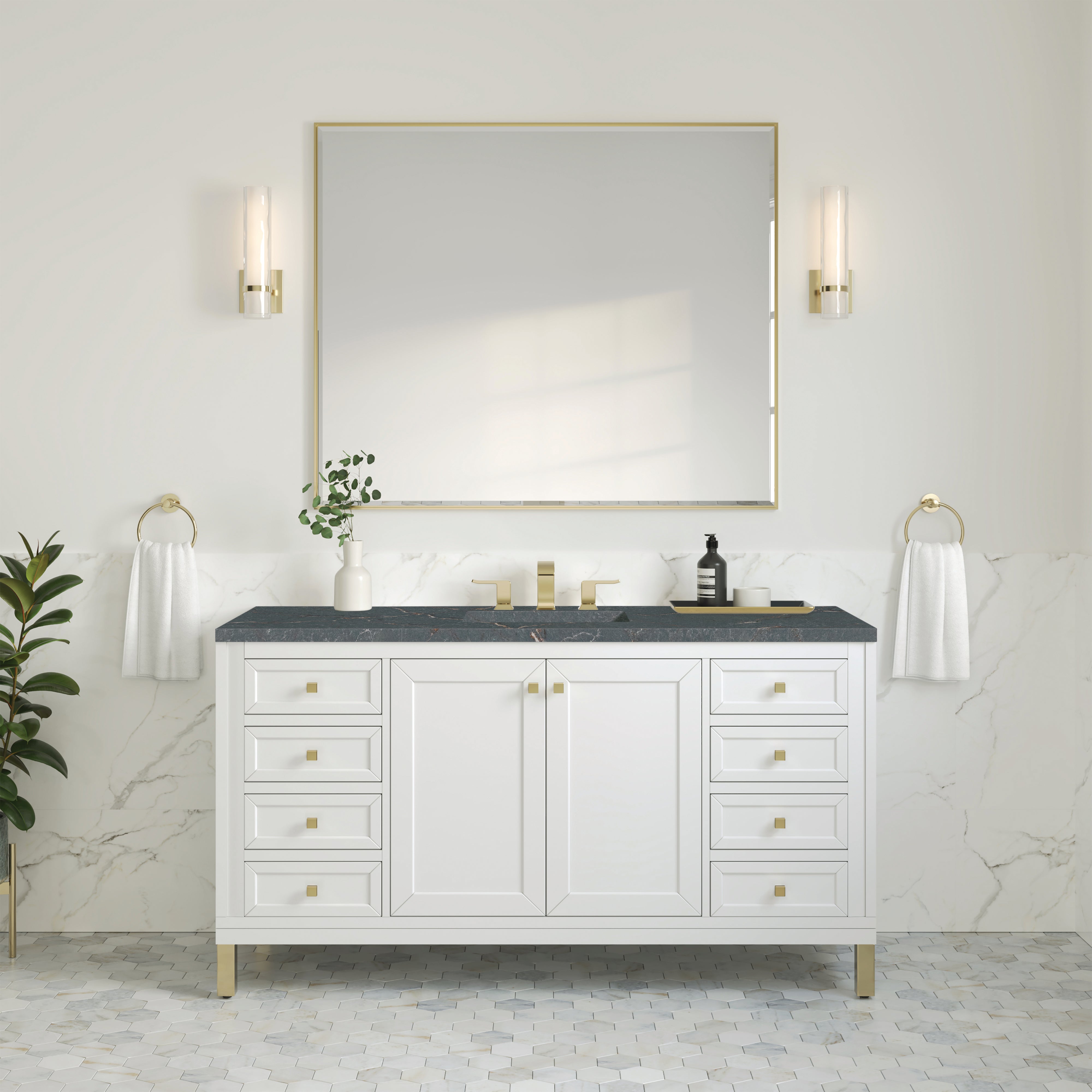 Glossy White / Parisien Bleu - 3 Faucet Holes