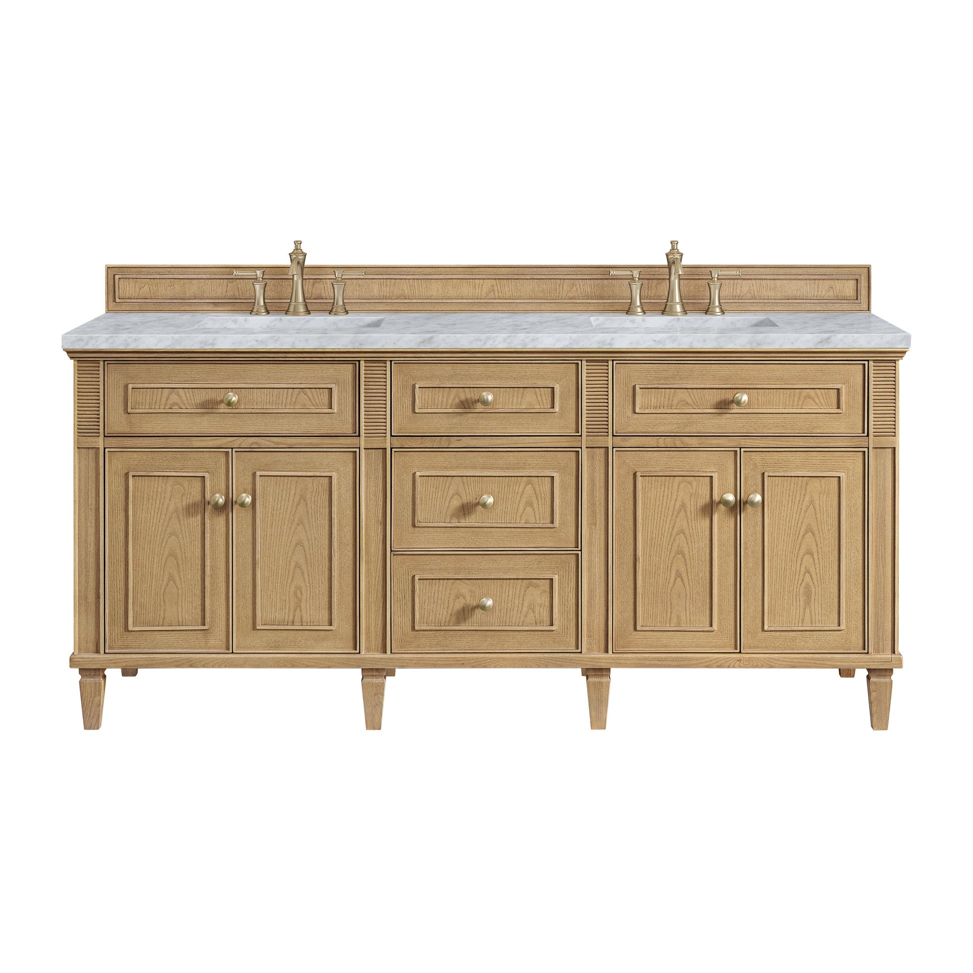 Light Natural Oak / Carrara White - 3 Faucet Holes