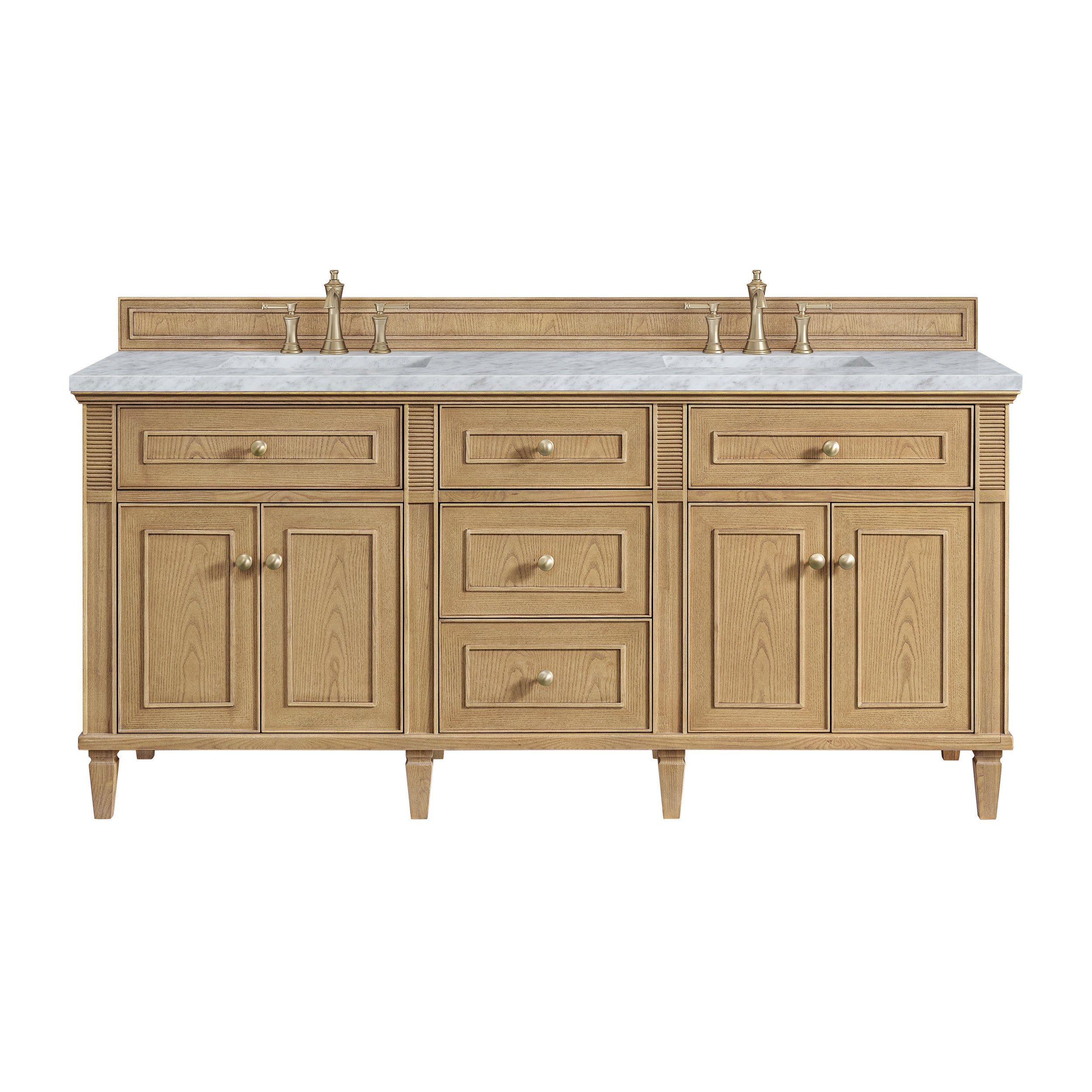 Light Natural Oak / Carrara White - 3 Faucet Holes