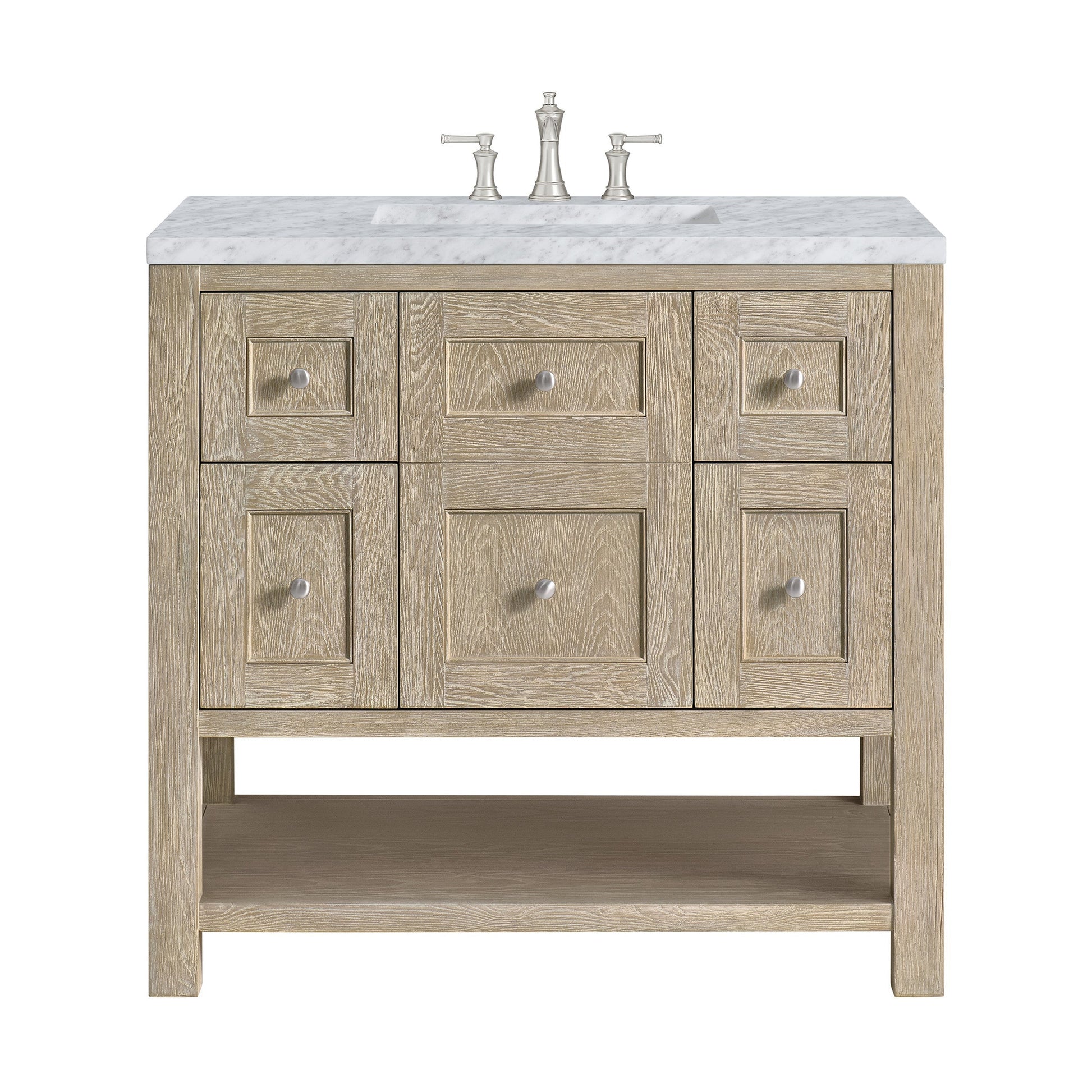 Whitewashed Oak / Carrara White - 3 Faucet Holes