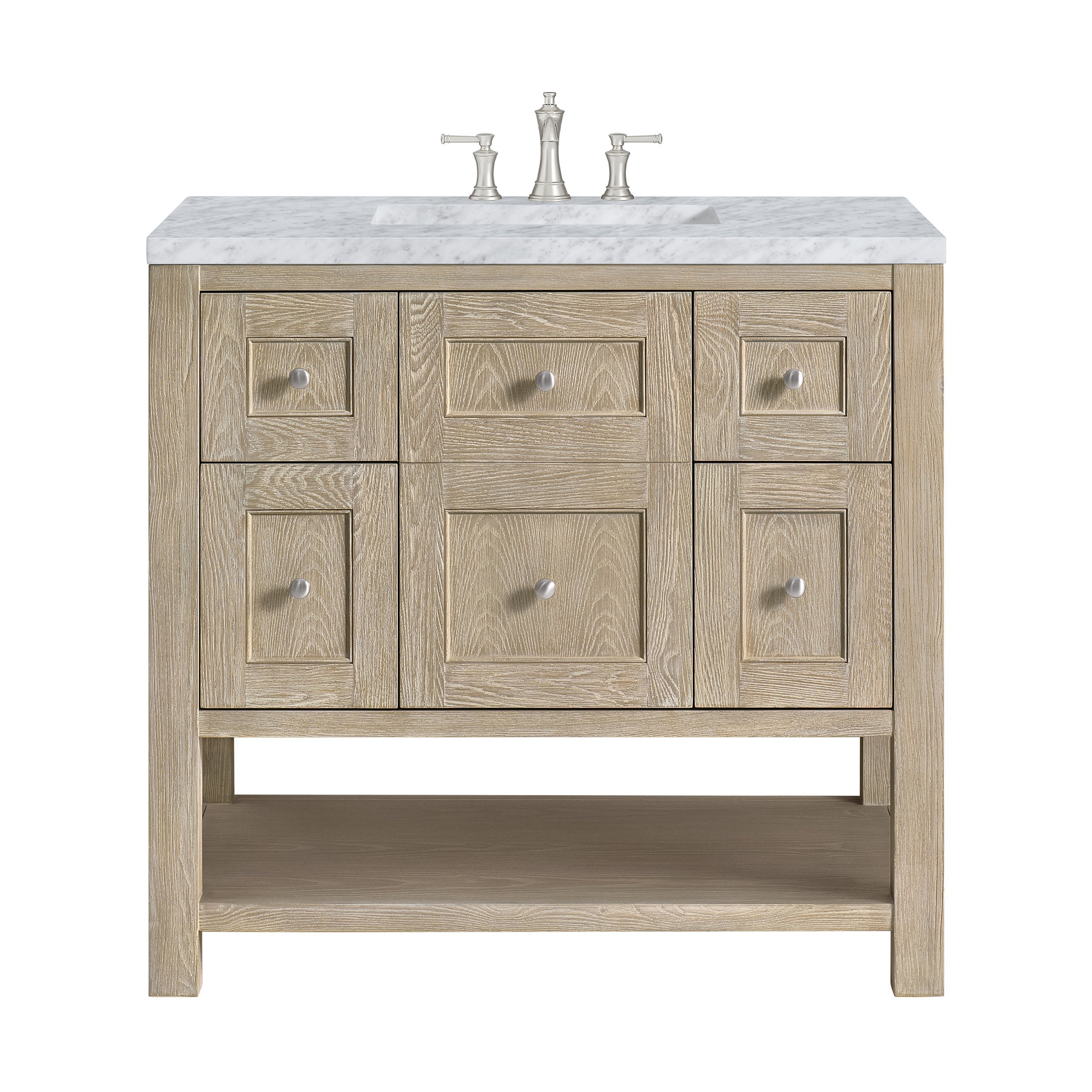 Whitewashed Oak / Carrara White - 3 Faucet Holes