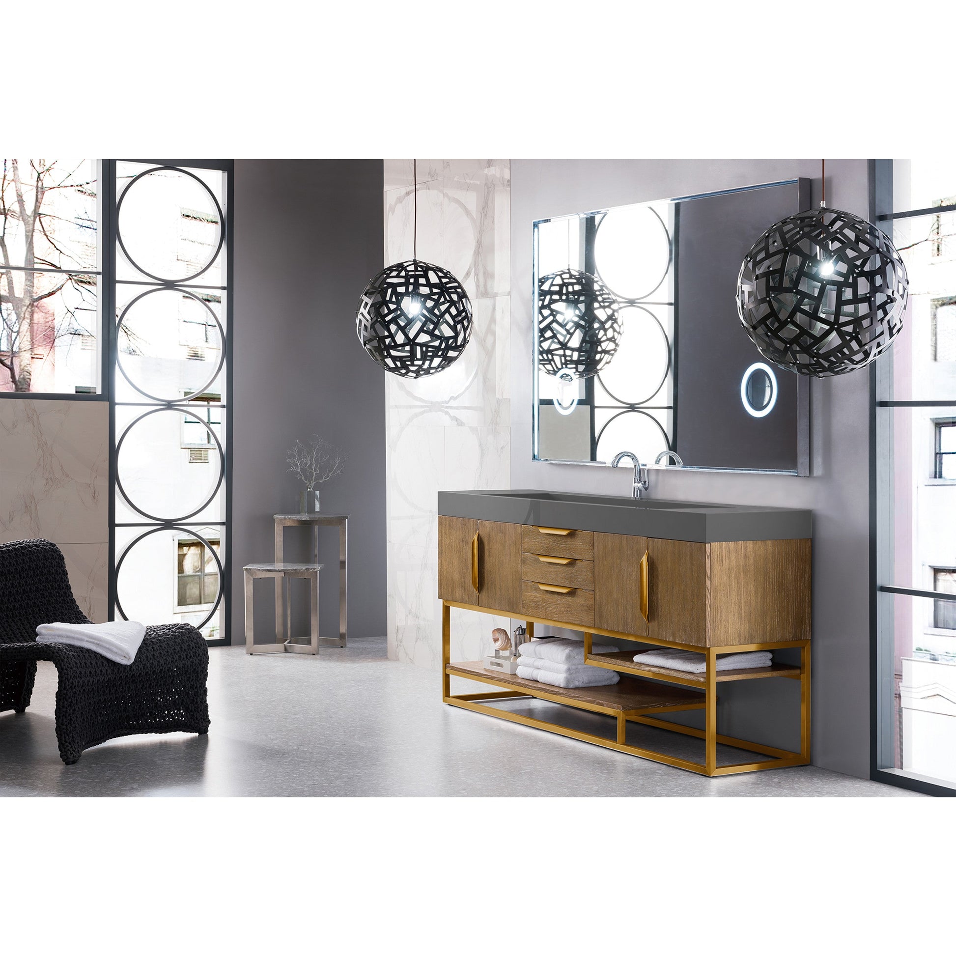 Latte Oak / Radiant Gold / Dusk Grey Glossy - 1 Faucet Hole