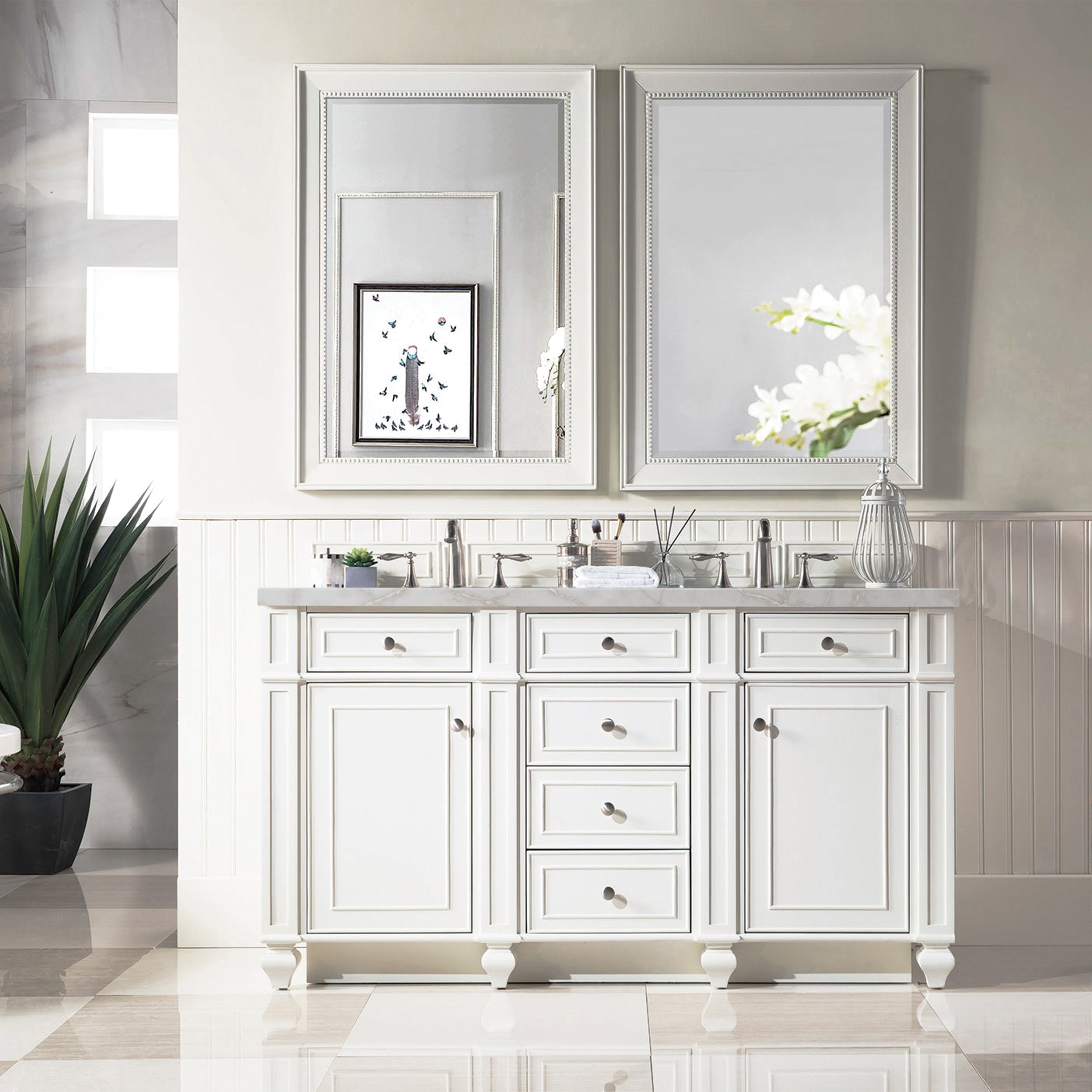 Bright White / Victorian Silver - 3 Faucet Holes
