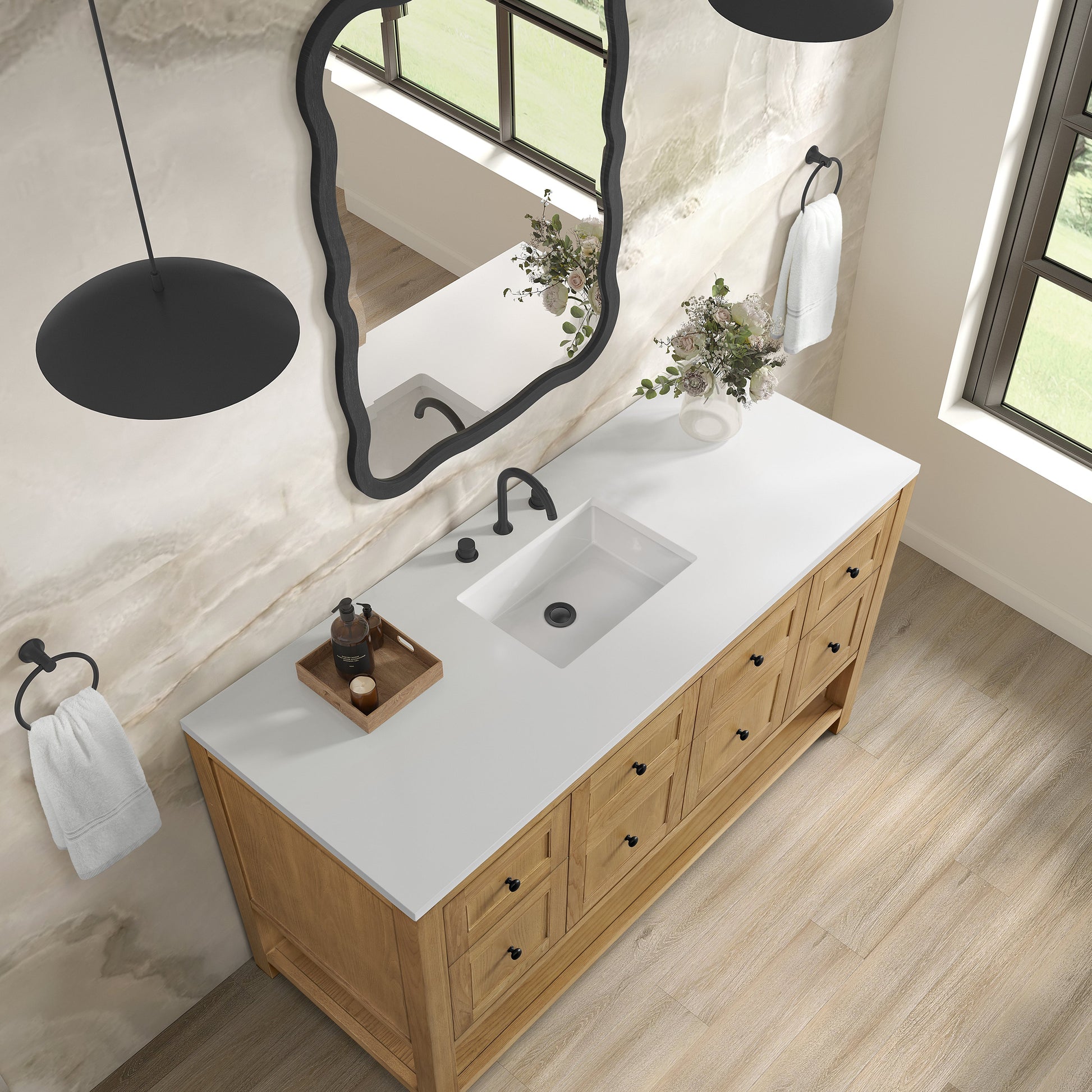 Light Natural Oak / White Zeus - 3 Faucet Holes
