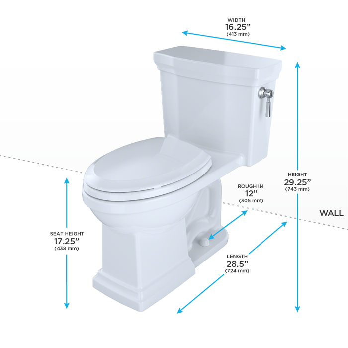 Toto Promenade II 1G One Piece Elongated 1.0 GPF Universal Height Toilet with Cefiontect and Right Hand Trip Lever