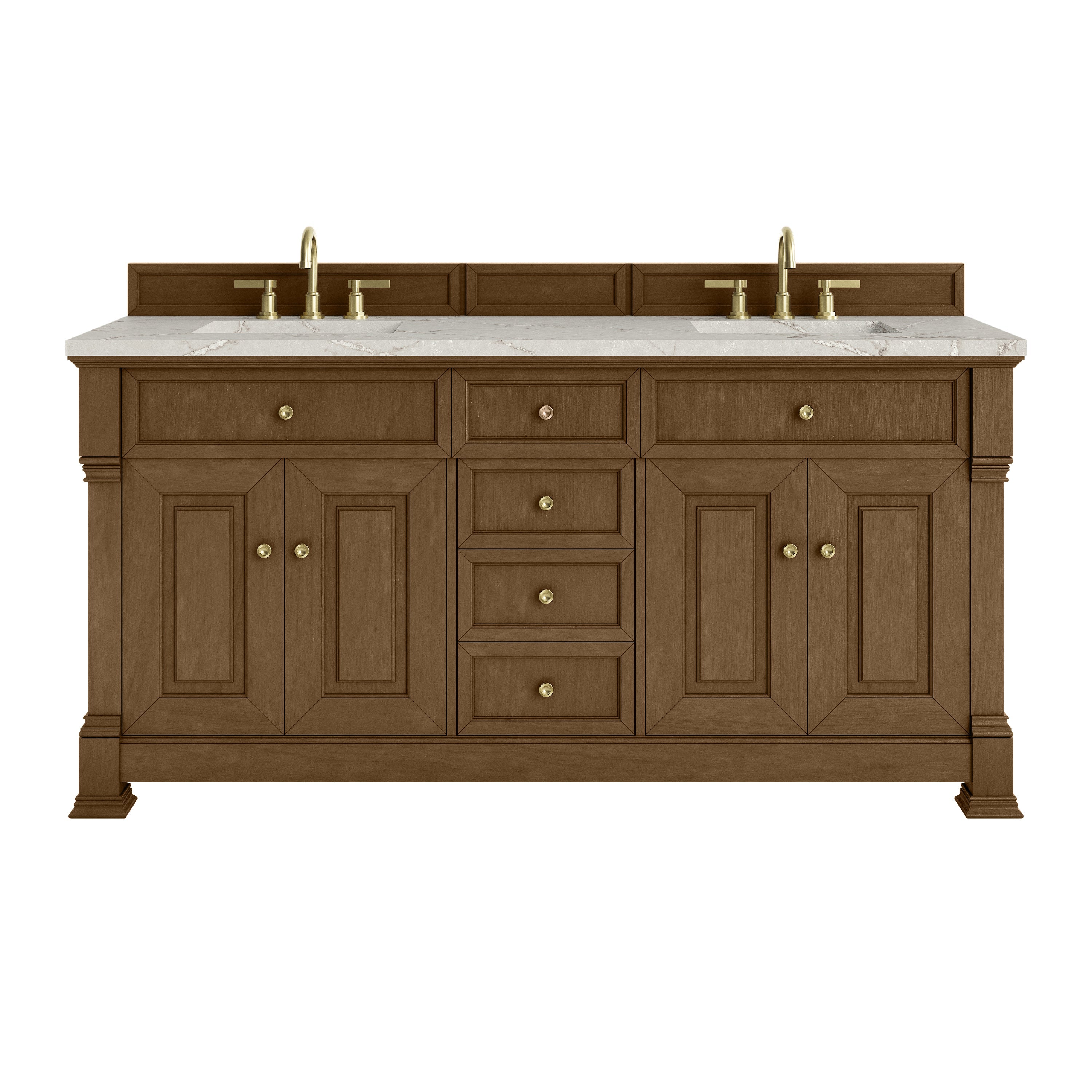 Honey Oak / Victorian Silver - 3 Faucet Holes