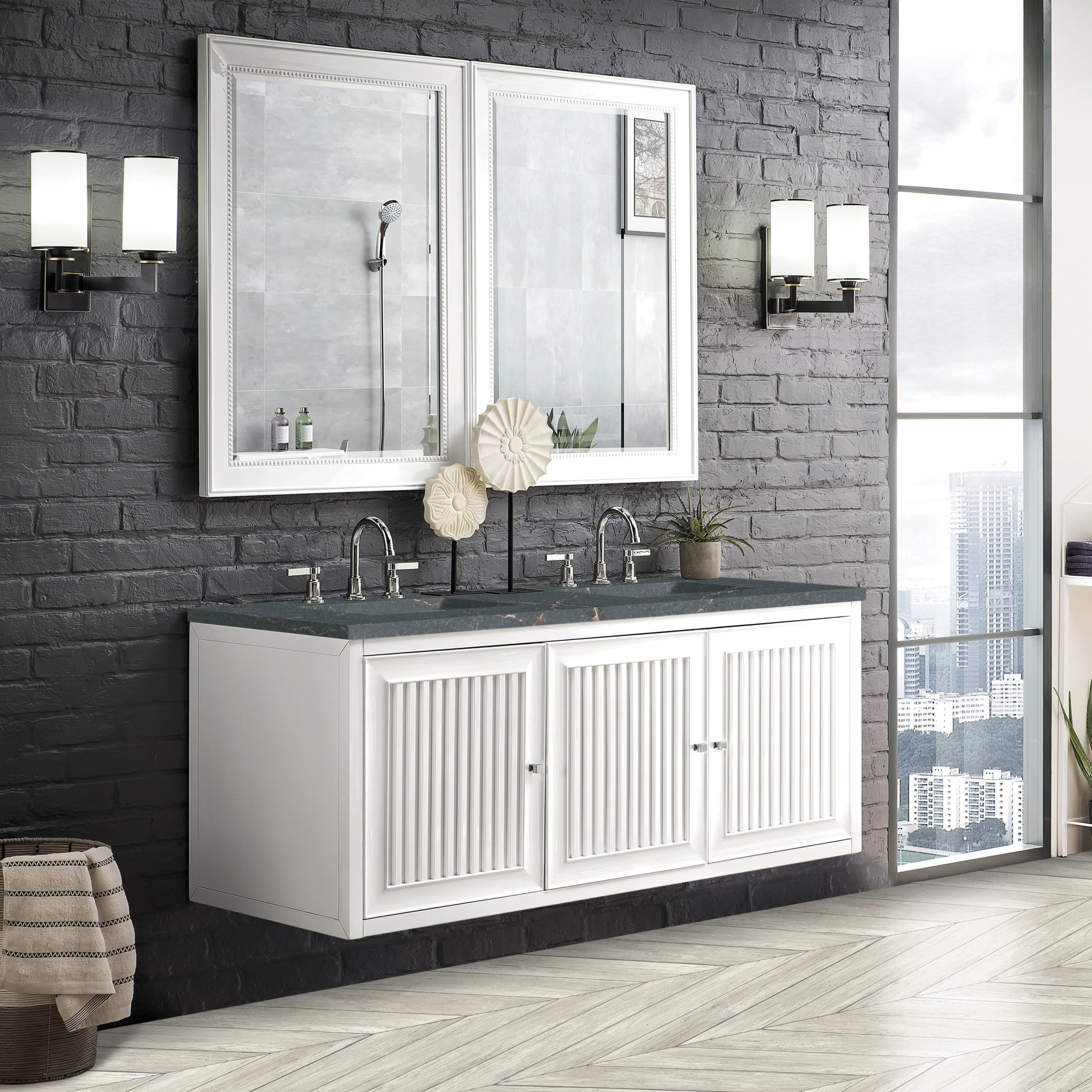 Glossy White / Parisien Bleu - 3 Faucet Holes