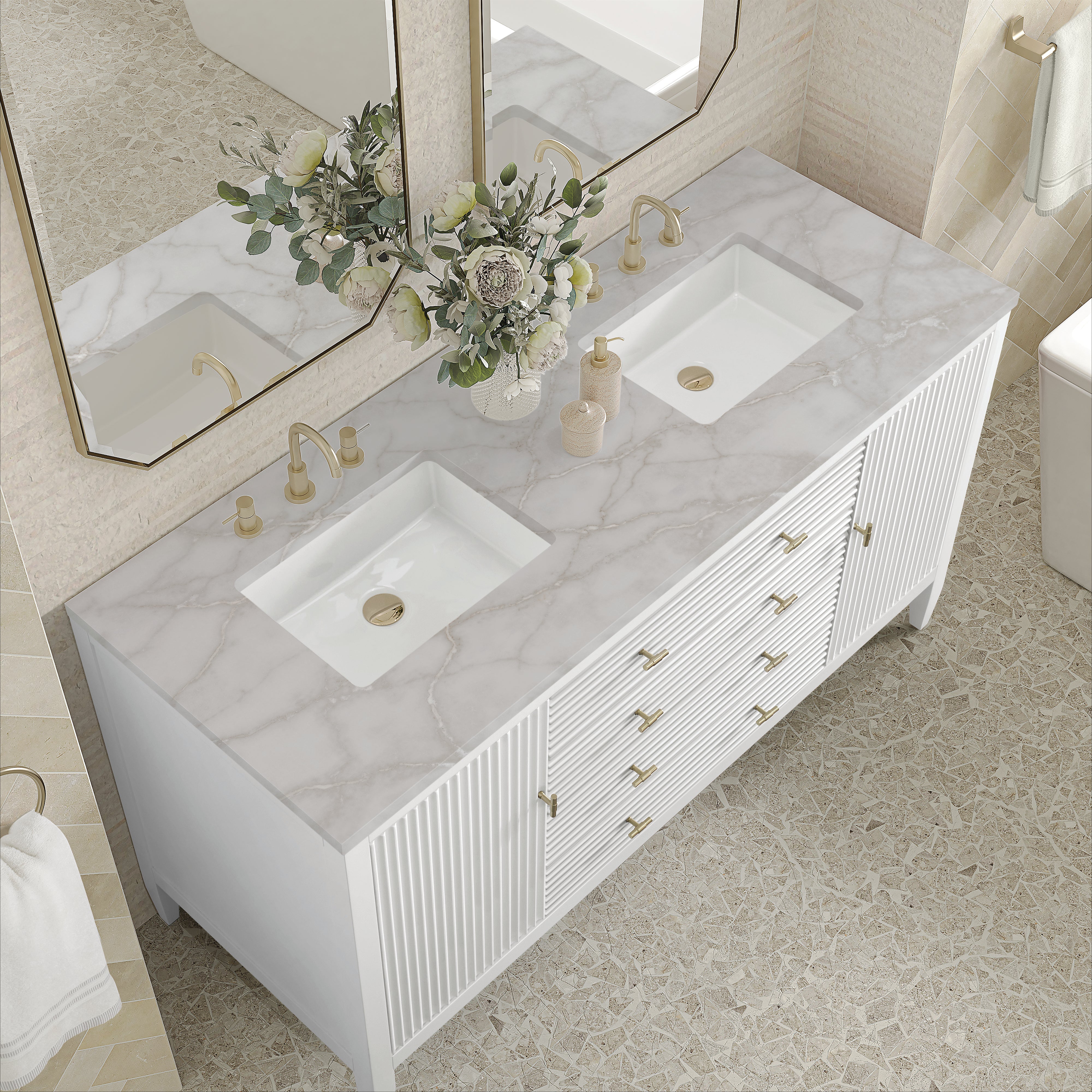 Bright White / Victorian Silver - 3 Faucet Holes