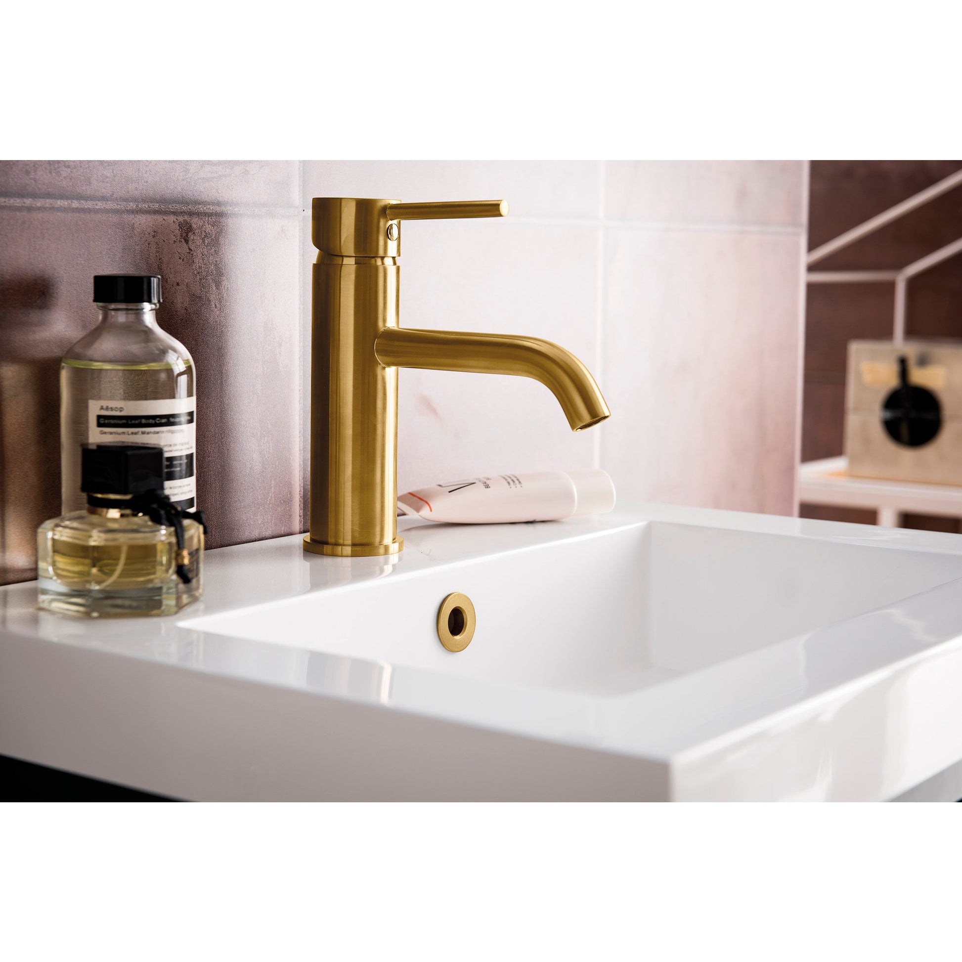 Mineral Gray / White Glossy / Radiant Gold - 1 Faucet Hole