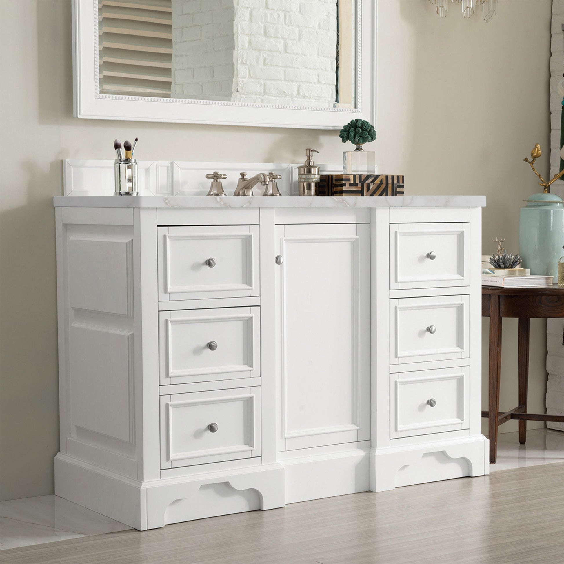 Bright White / Victorian Silver - 3 Faucet Holes