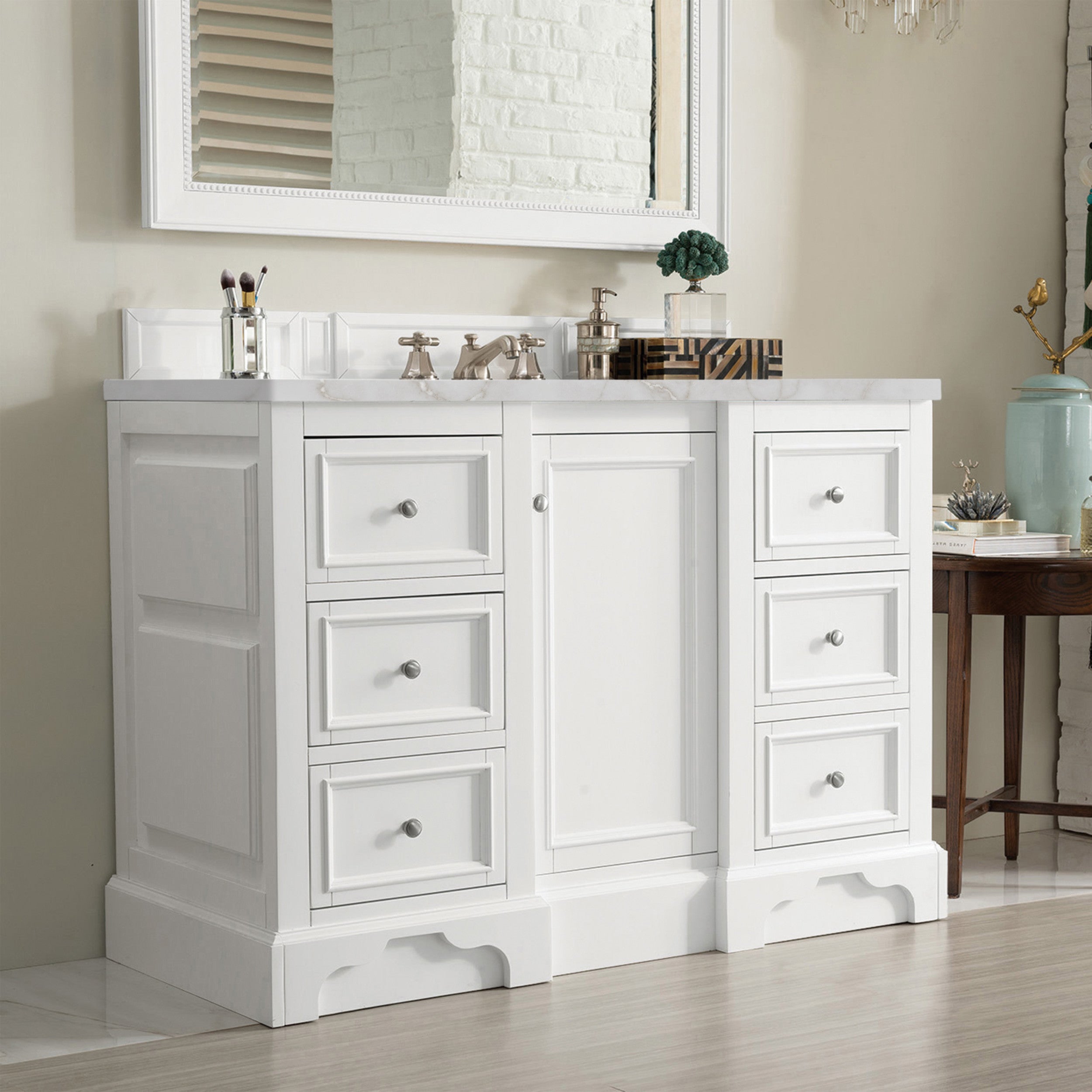 Bright White / Victorian Silver - 3 Faucet Holes