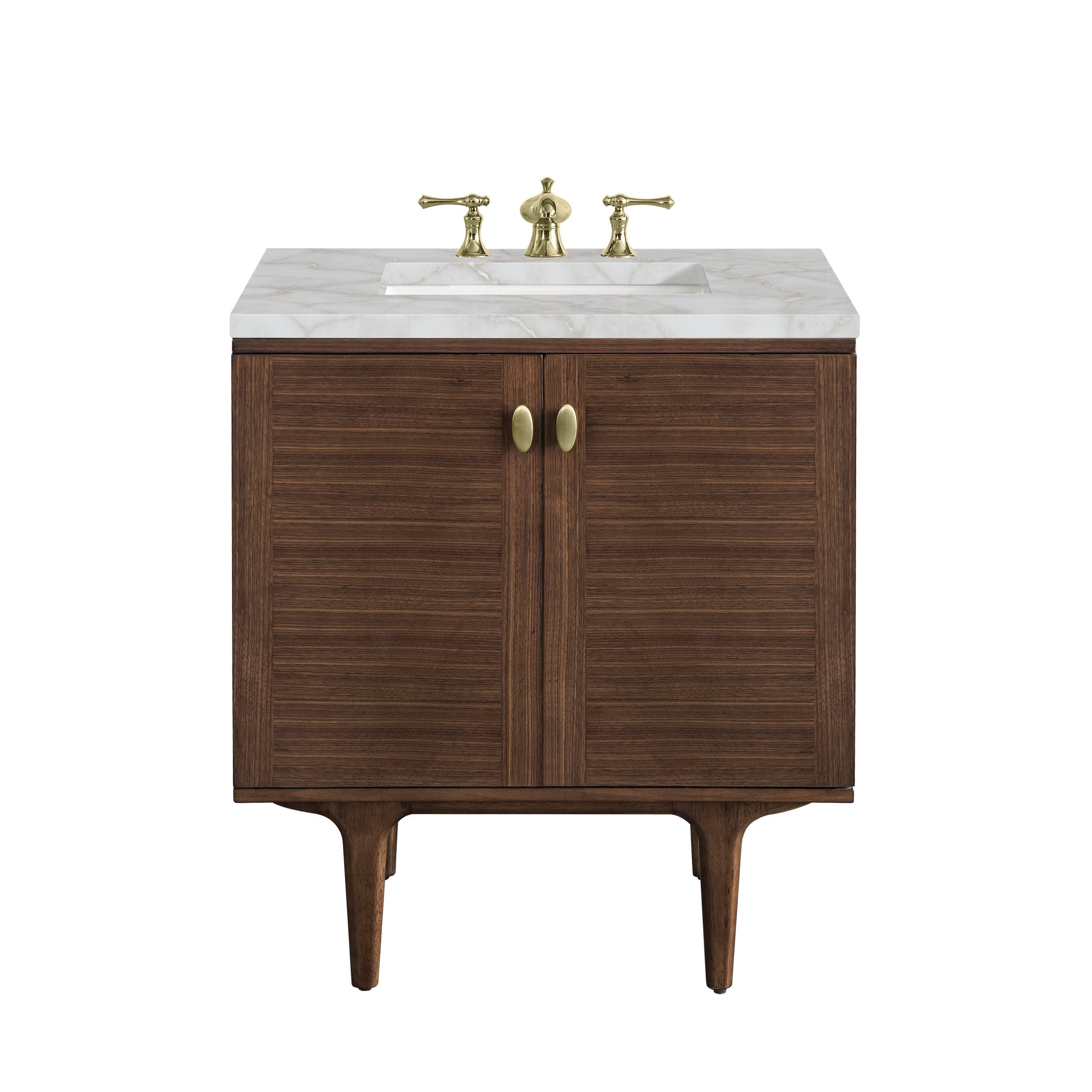 Mid-Century Walnut / Victorian Silver - 3 Faucet Holes
