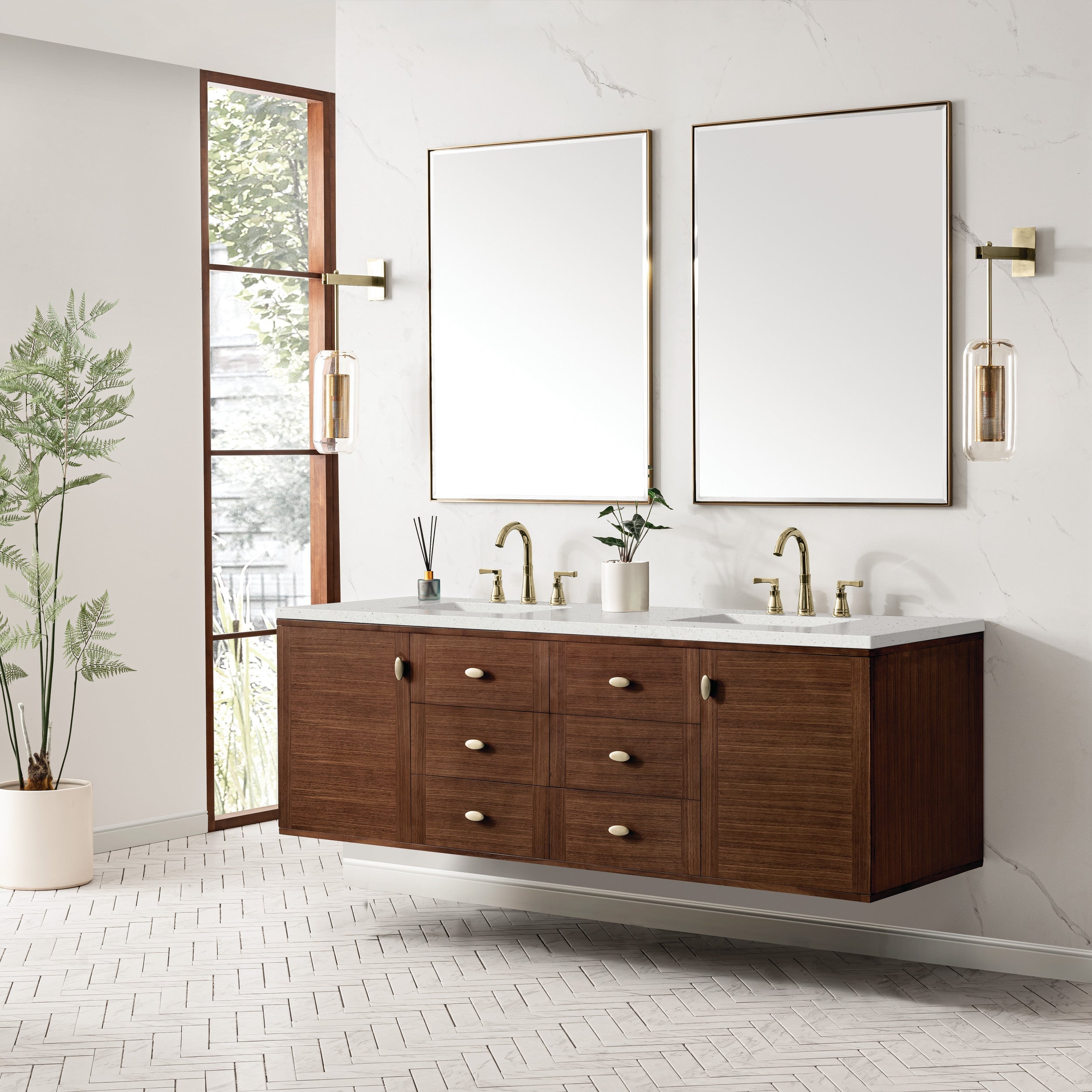 Mid-Century Walnut / Lime Delight - 3 Faucet Holes