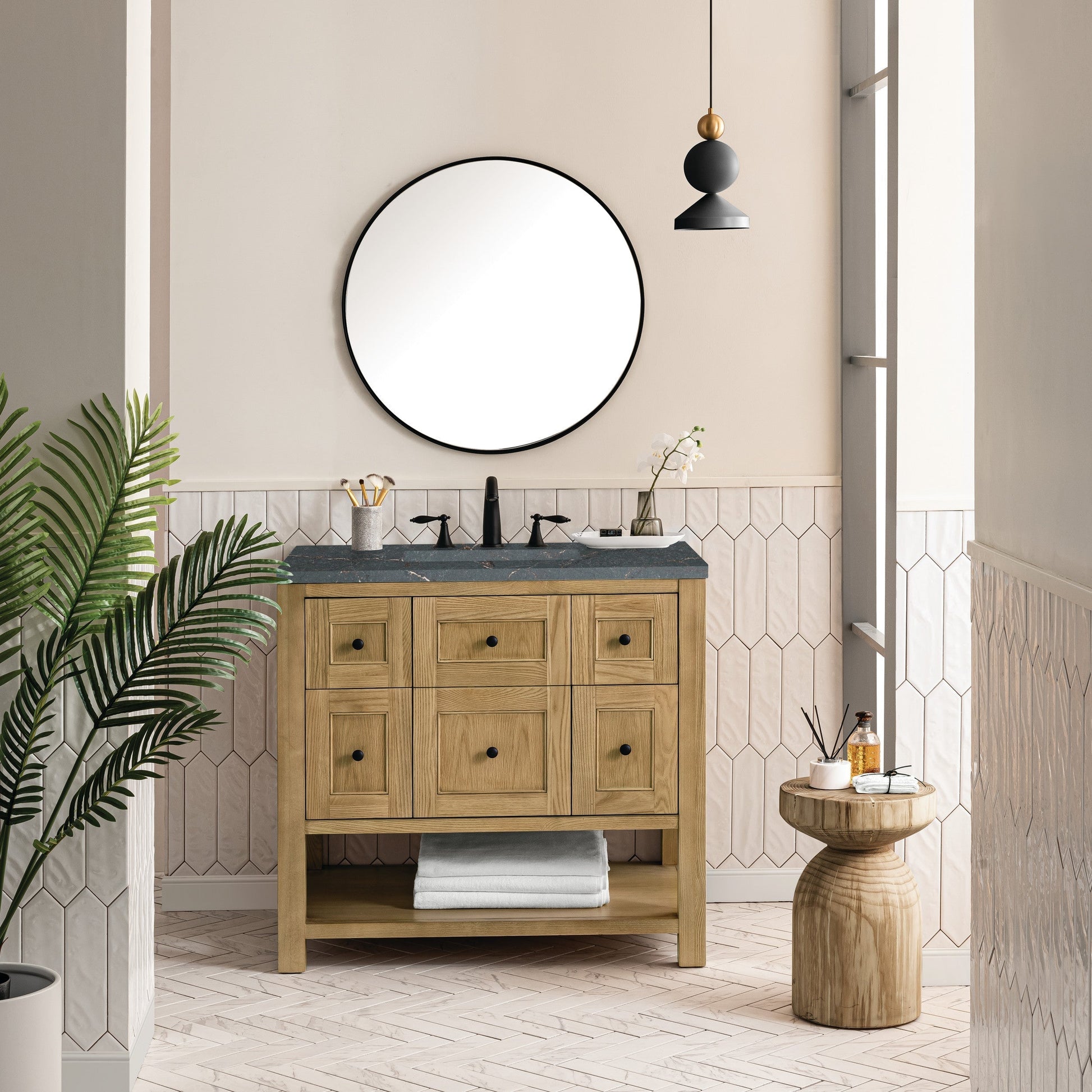 Light Natural Oak / Parisien Bleu - 3 Faucet Holes