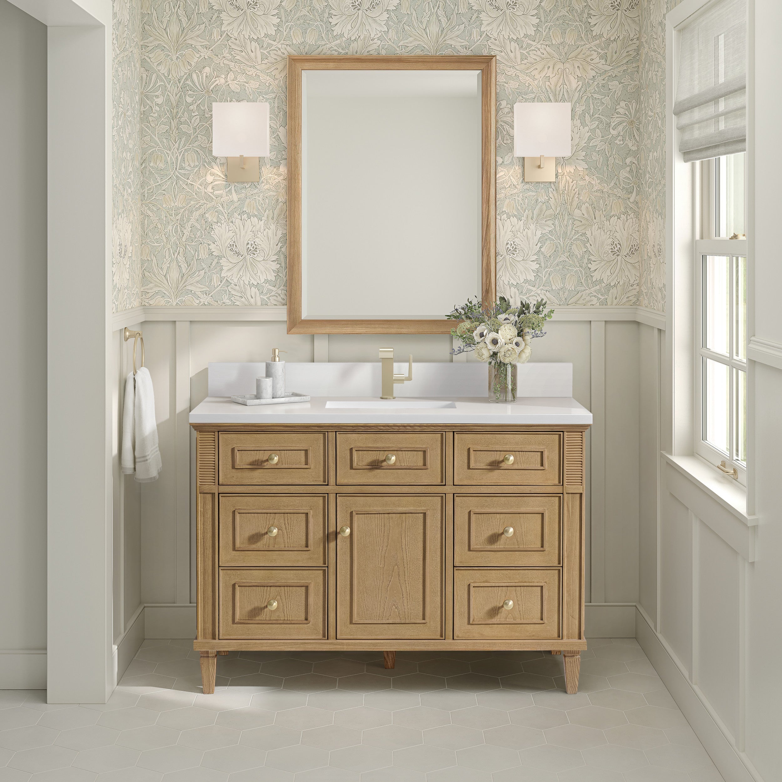 Light Natural Oak / White Zeus - 1 Faucet Hole