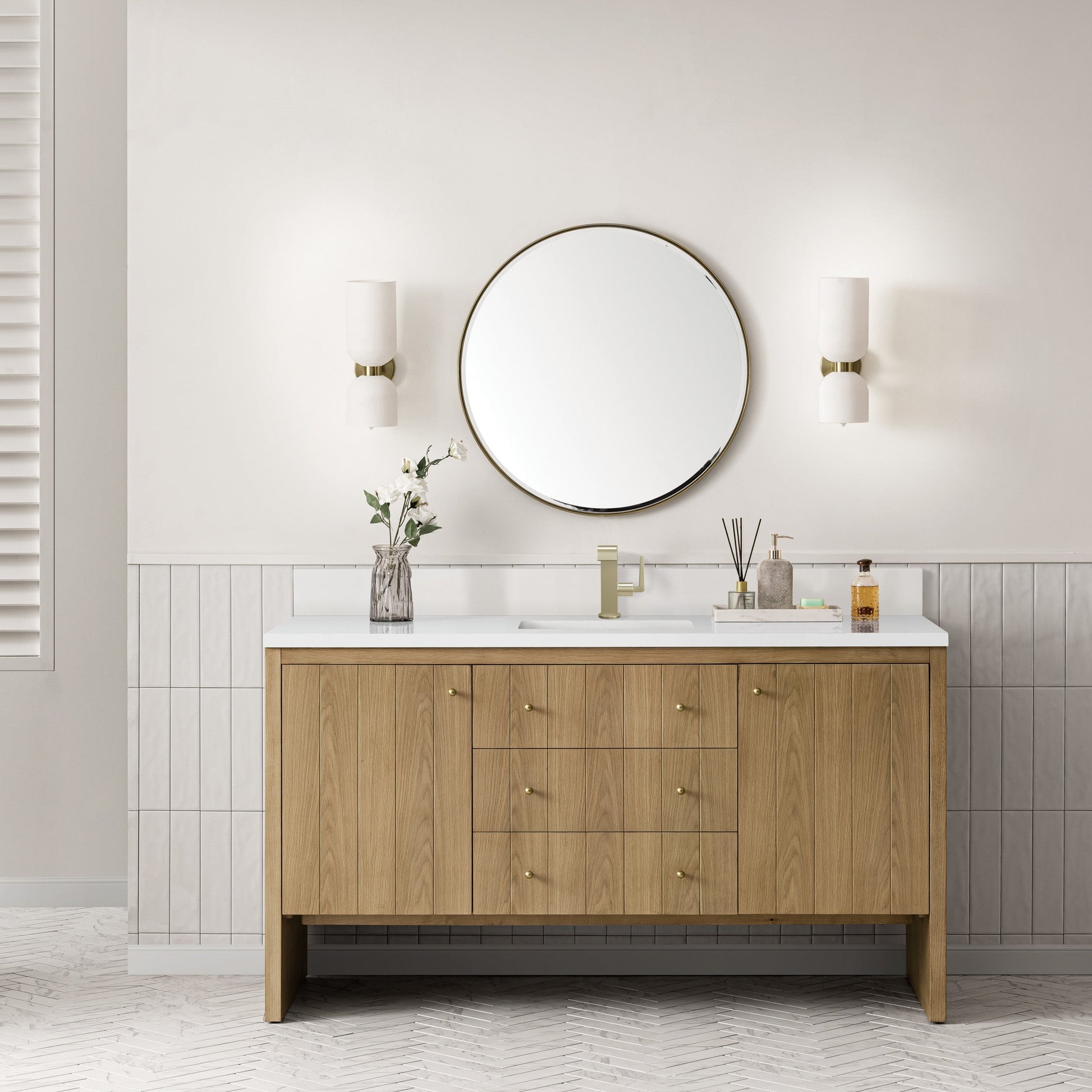 Light Natural Oak / White Zeus - 1 Faucet Hole