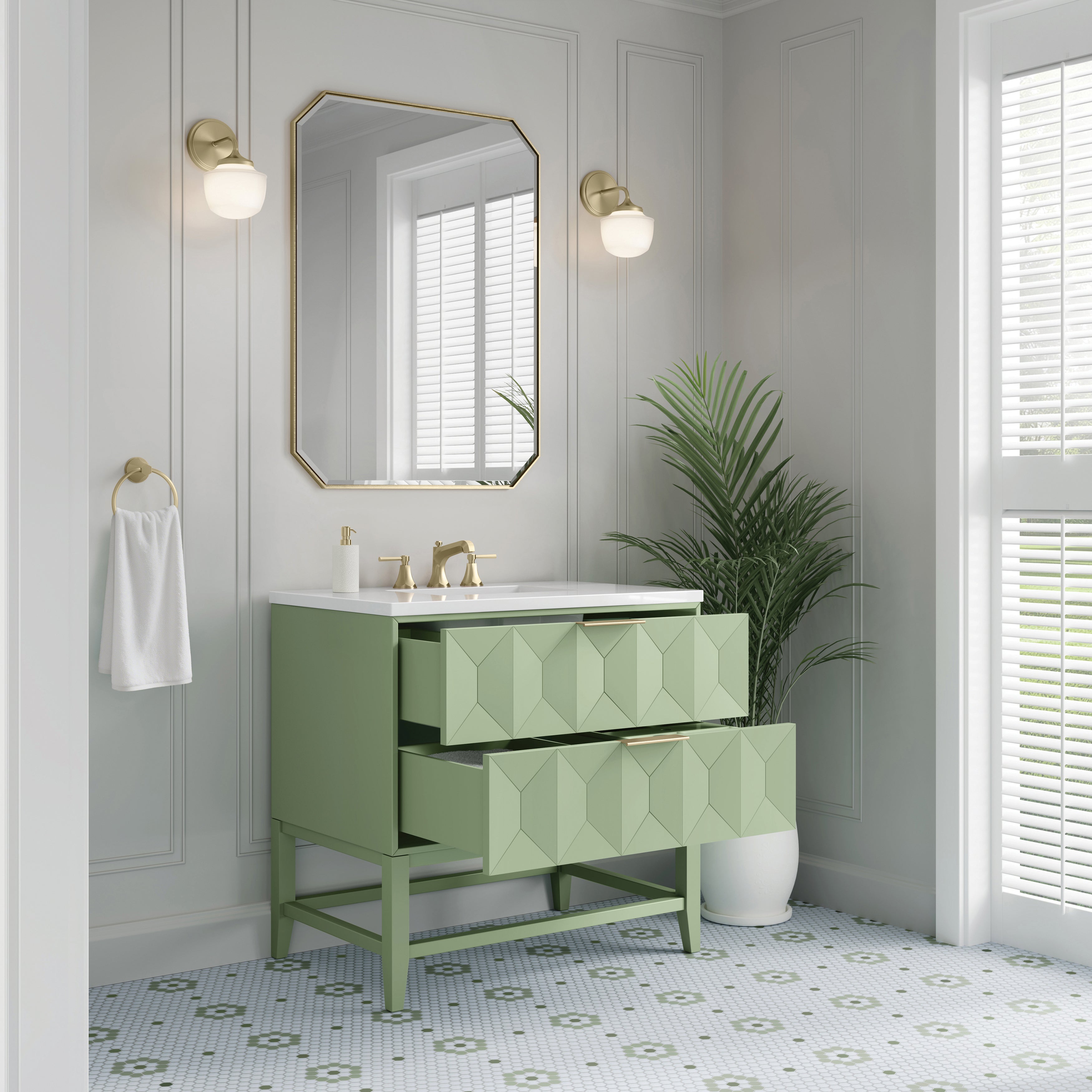Pistachio / White Zeus - 3 Faucet Holes