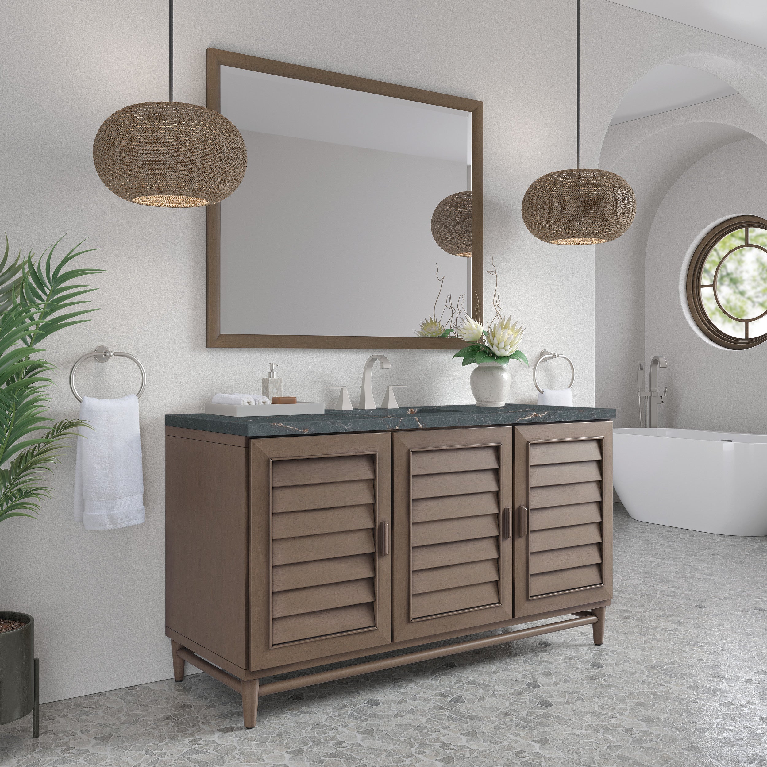 Whitewashed Walnut / Parisien Bleu - 3 Faucet Holes