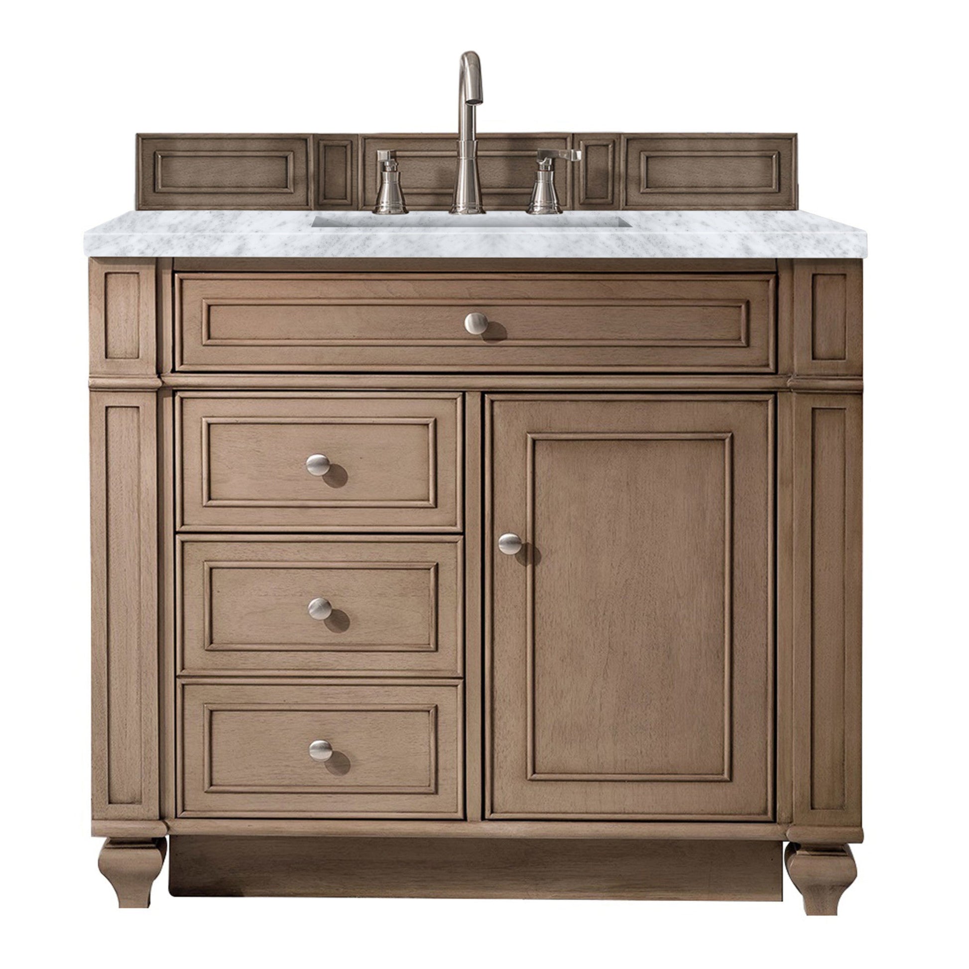 Whitewashed Walnut / Carrara White - 3 Faucet Holes