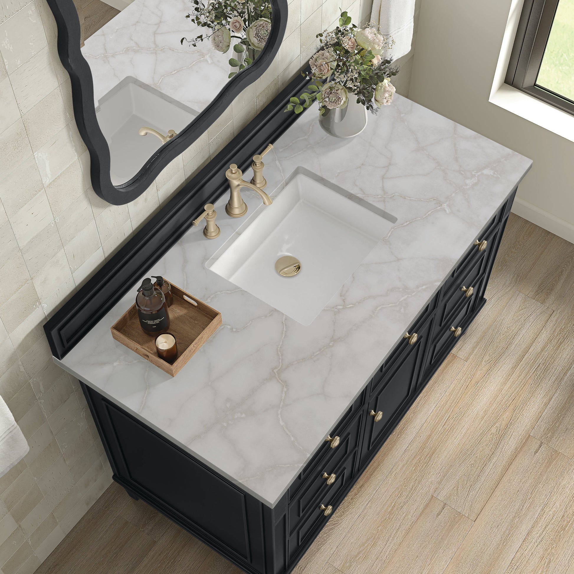 Black Onyx / Victorian Silver - 3 Faucet Holes