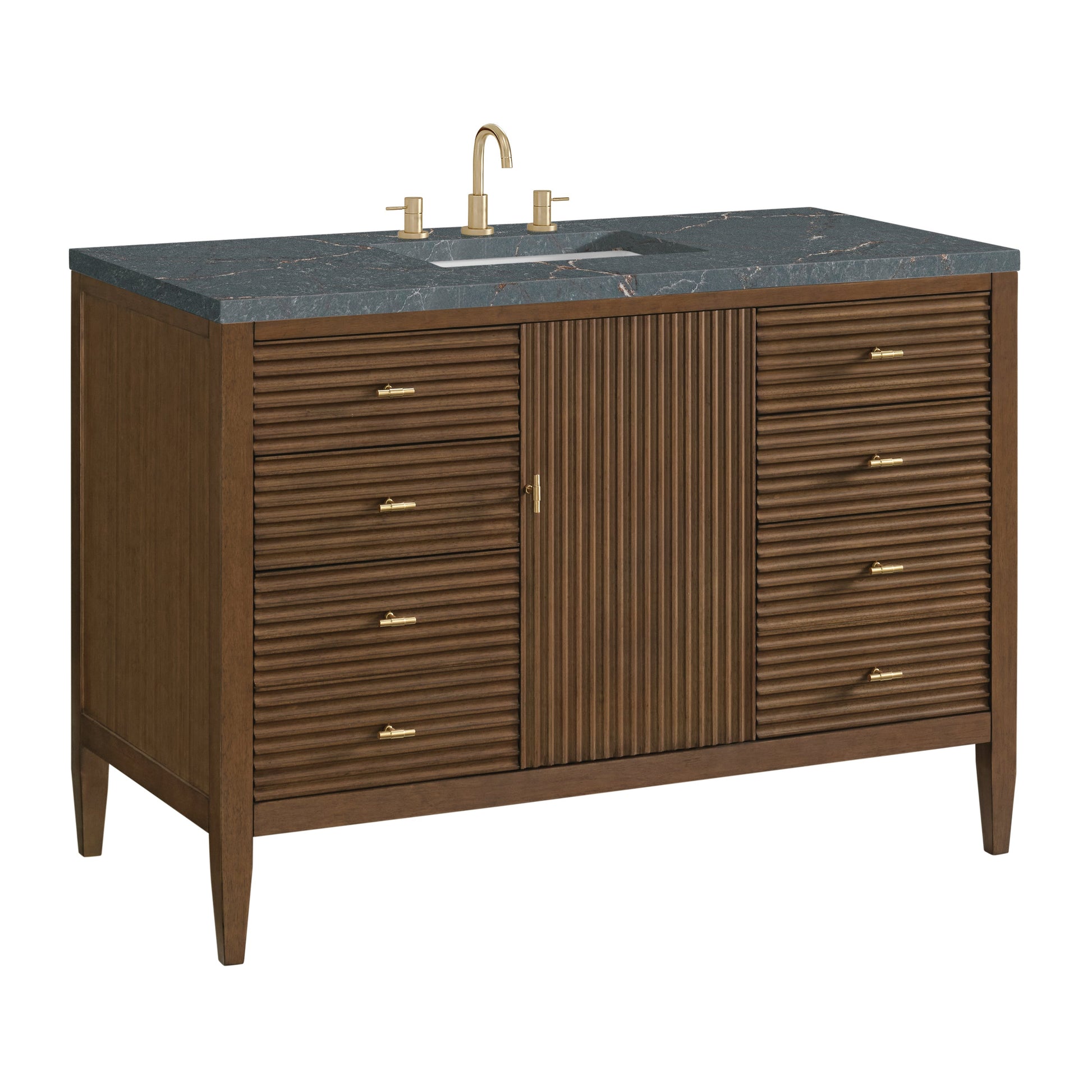 Mid-Century Walnut / Parisien Bleu - 3 Faucet Holes