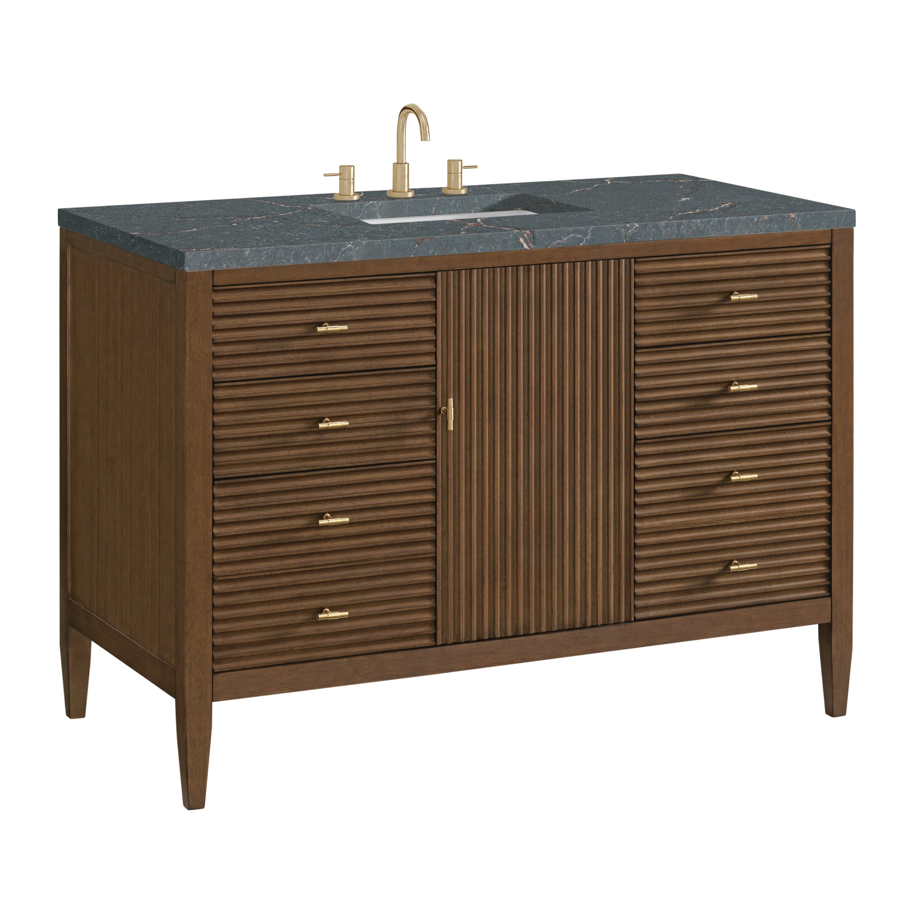 Mid-Century Walnut / Parisien Bleu - 3 Faucet Holes