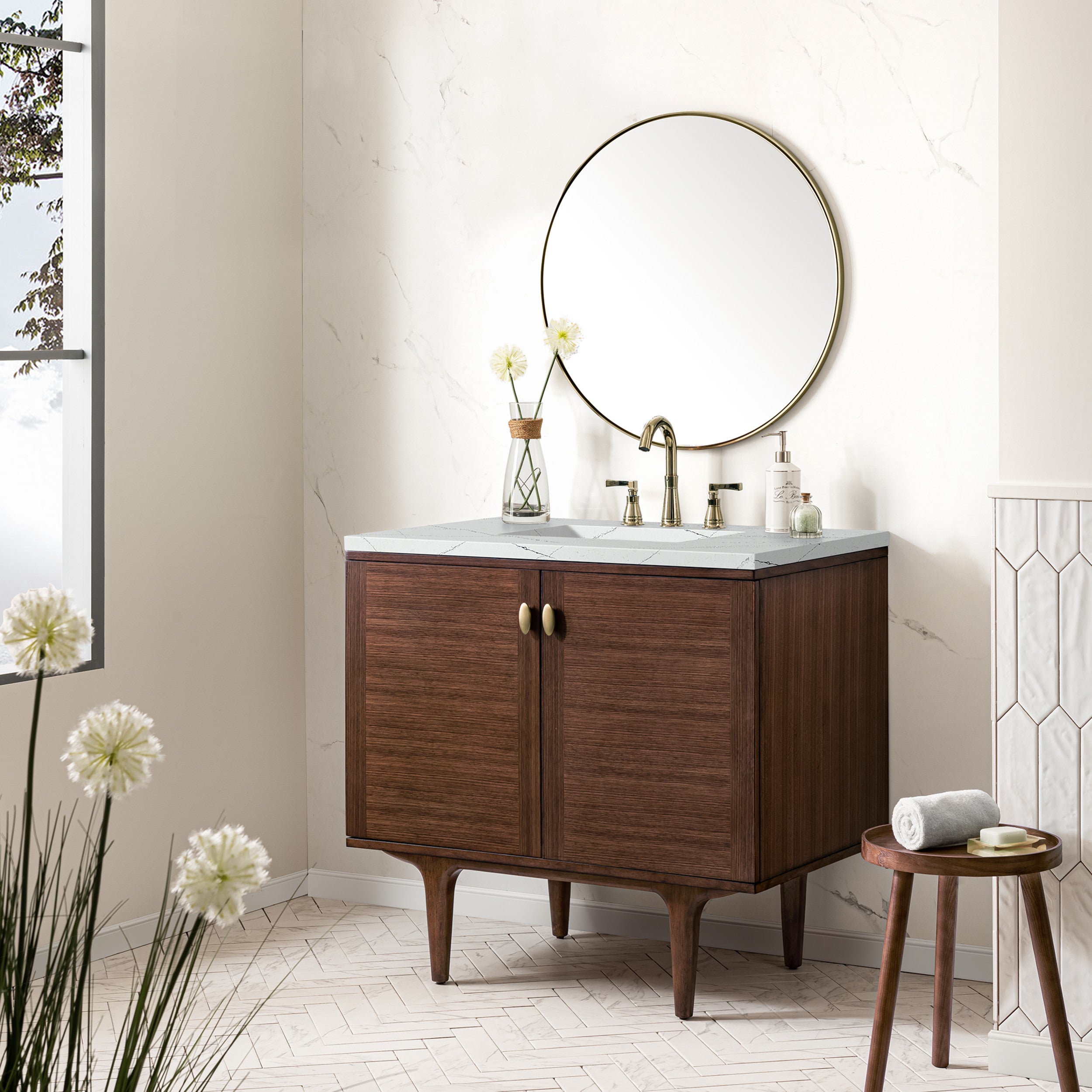 Mid-Century Walnut / Ethereal Noctis - 3 Faucet Holes