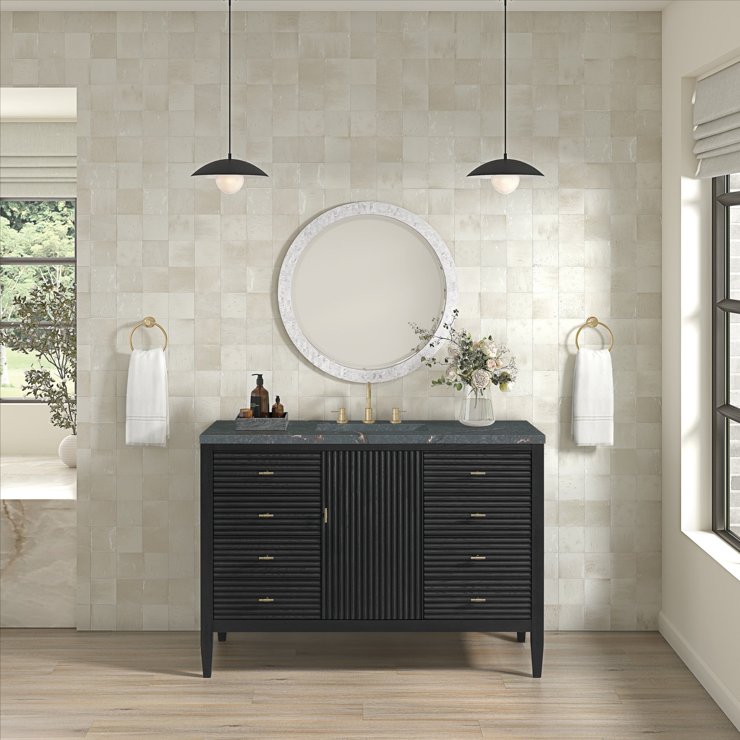Carbon Oak / Parisien Bleu - 3 Faucet Holes