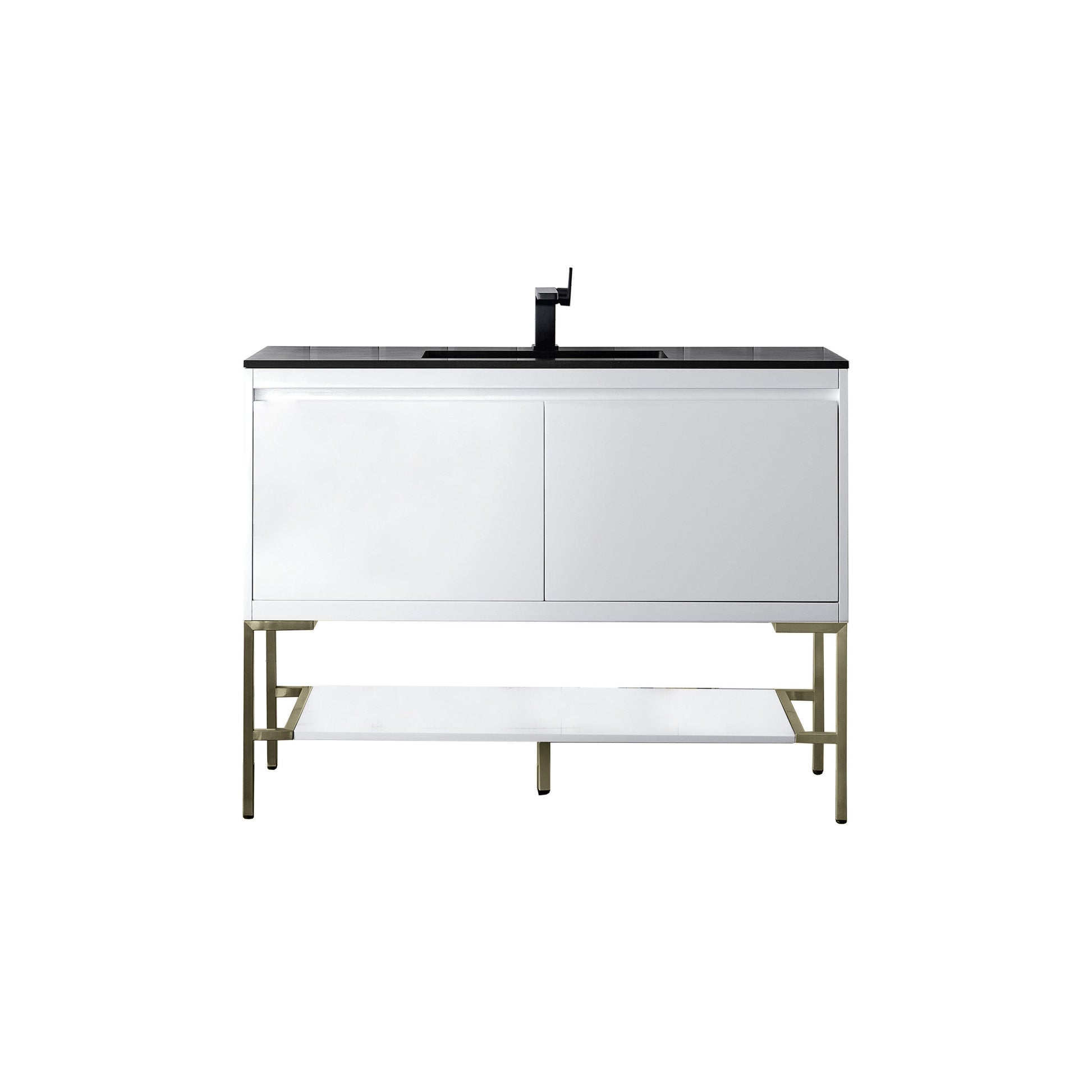 Glossy White / Champagne Brass / Charcoal Black - 1 Faucet Hole